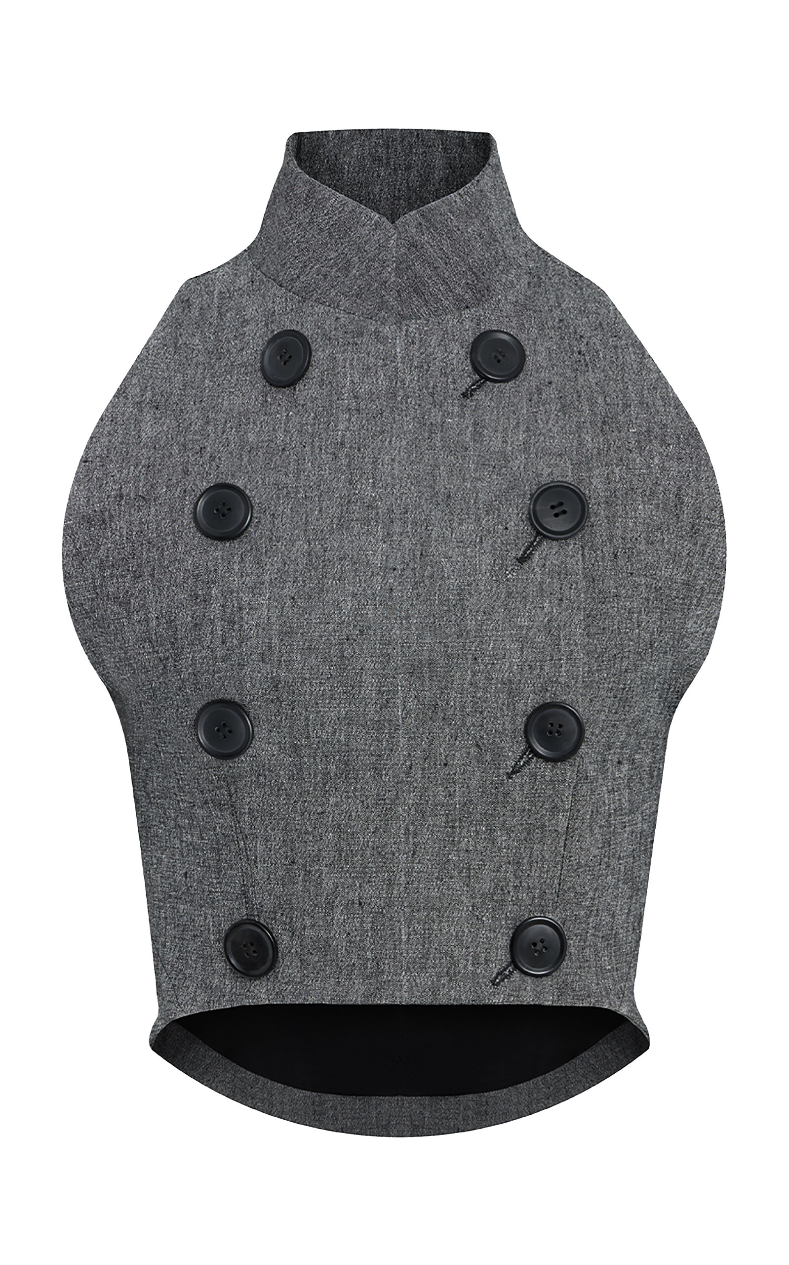 Alaïa Cropped Double-breasted Linen Waistcoat In Grey