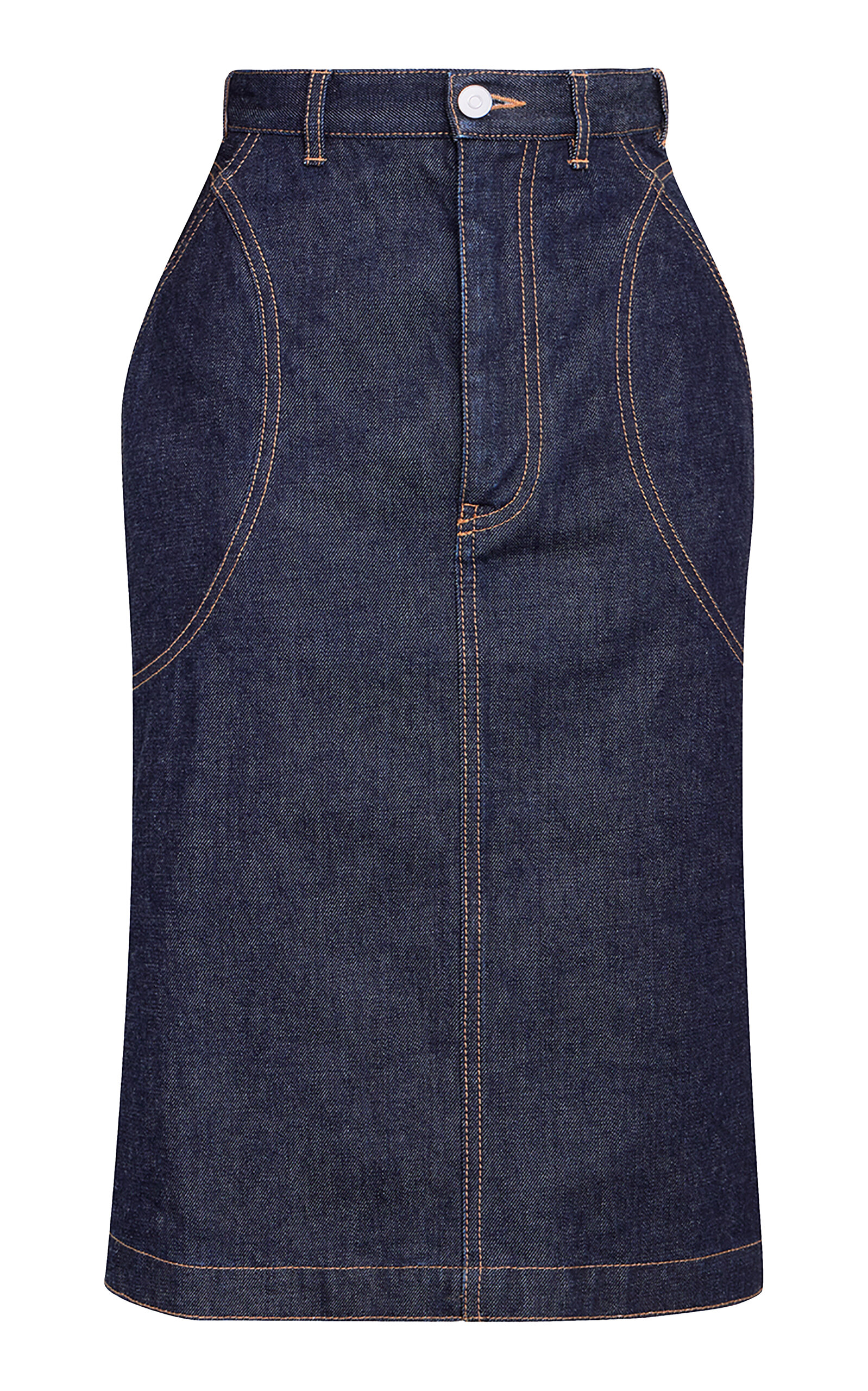 Alaïa Denim Midi Skirt In Dark Wash