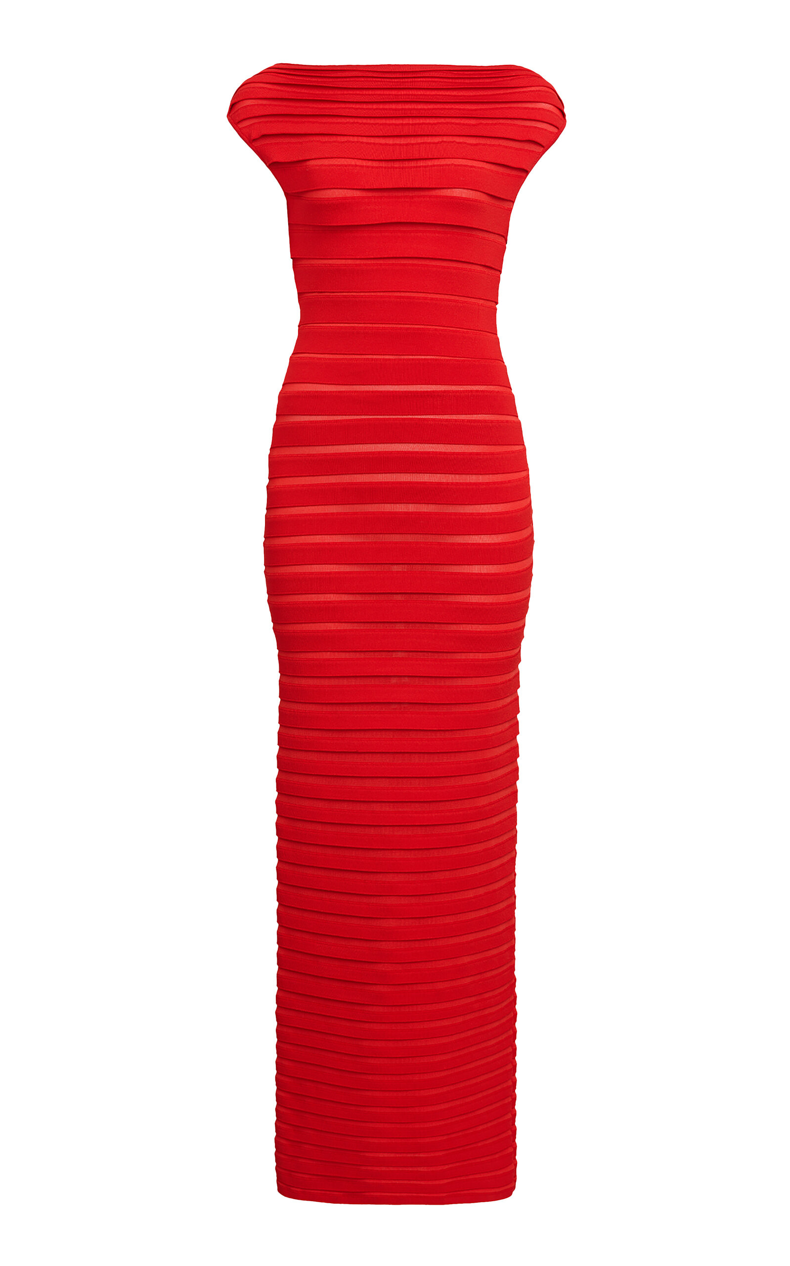 Alaïa Stripe-knit Maxi Dress In Red
