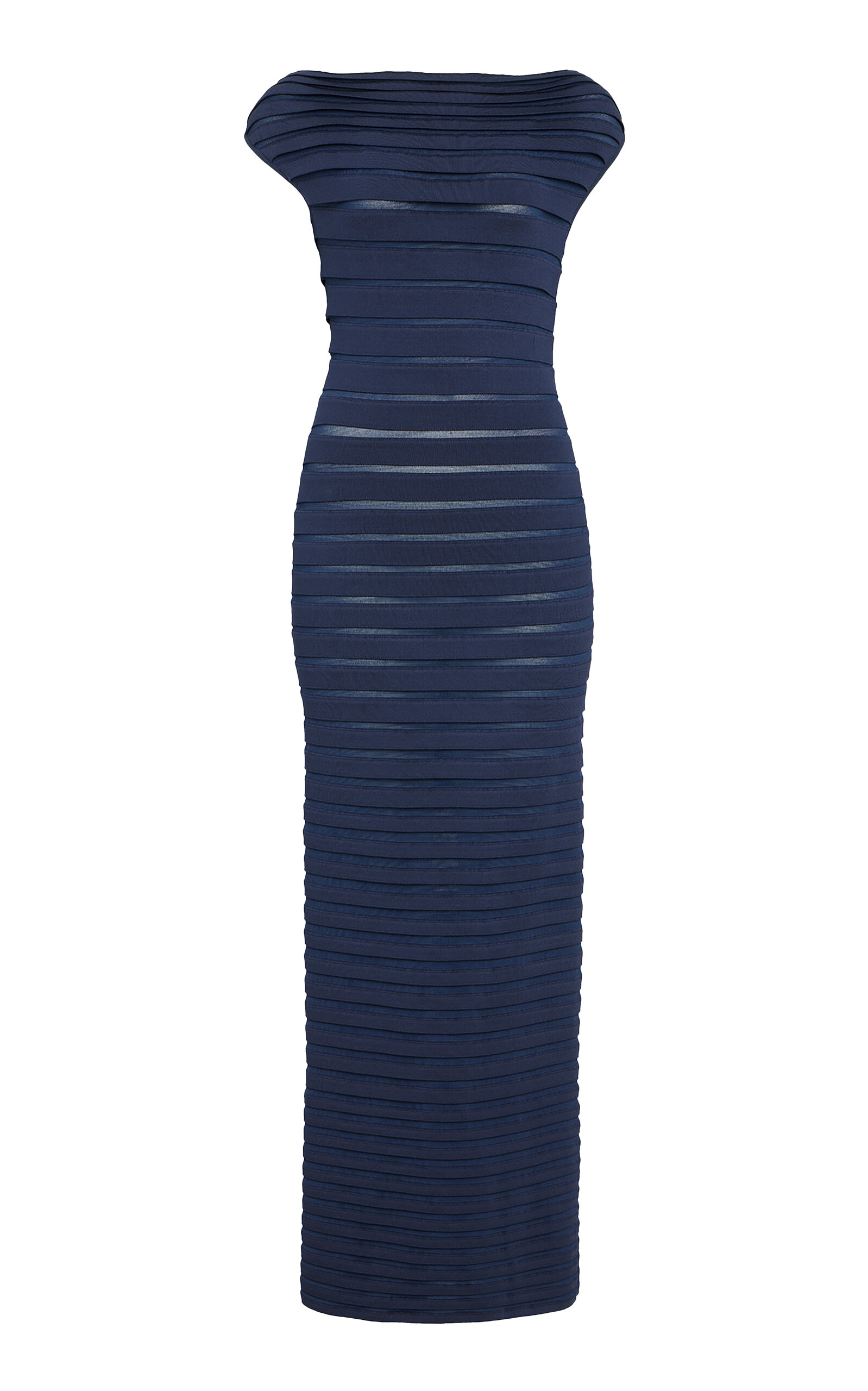 Alaïa Women's Striped Midi Dress In Navy