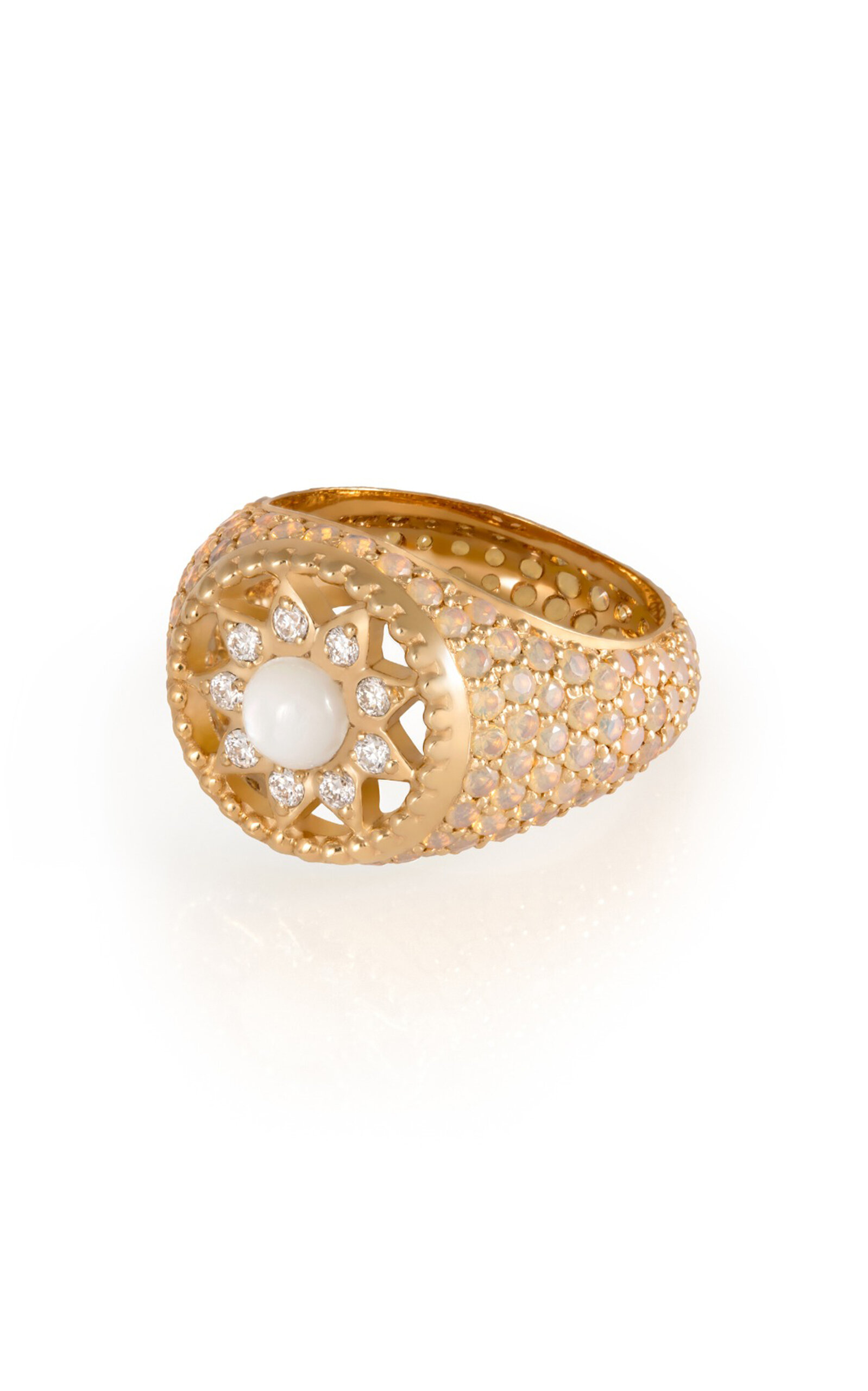 L'atelier Nawbar Arabesque 18k Yellow Gold Diamond; Opal Pinky Ring