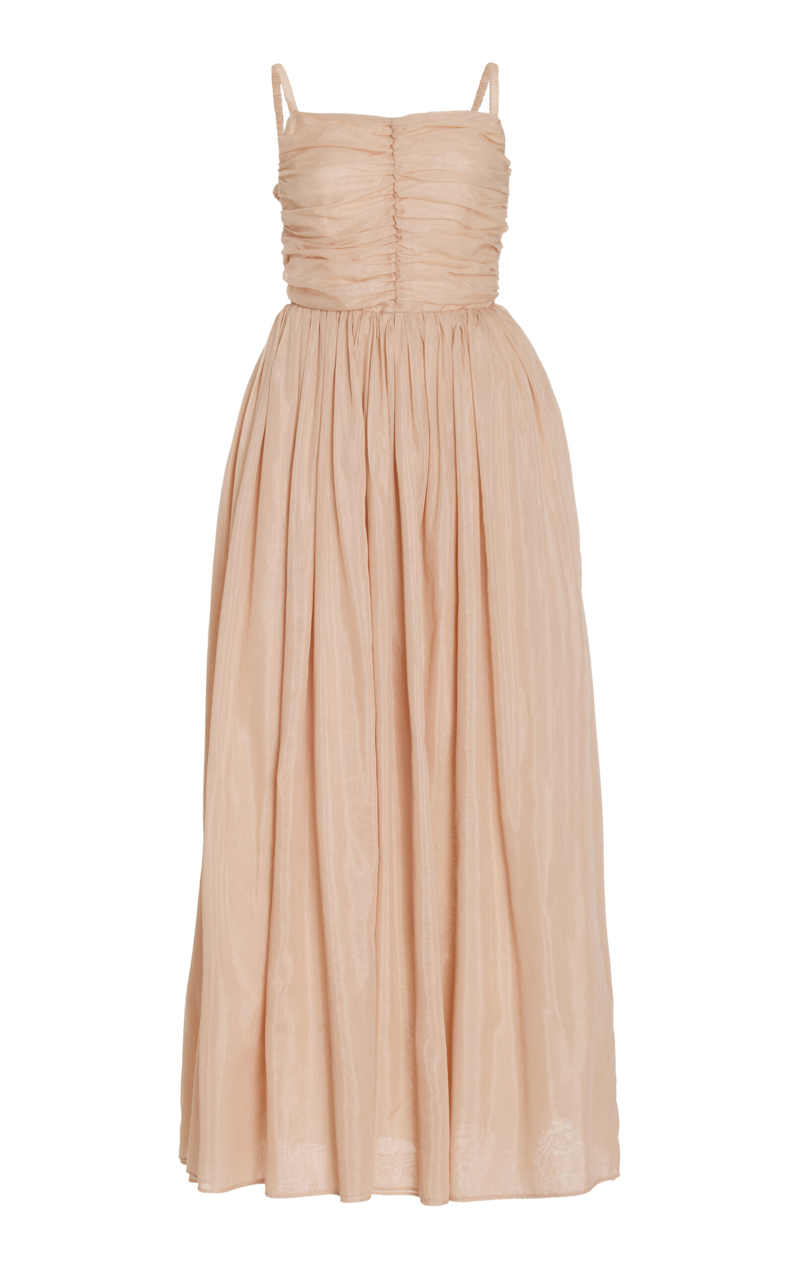 Claire Ruched Cotton-Silk Maxi Dress