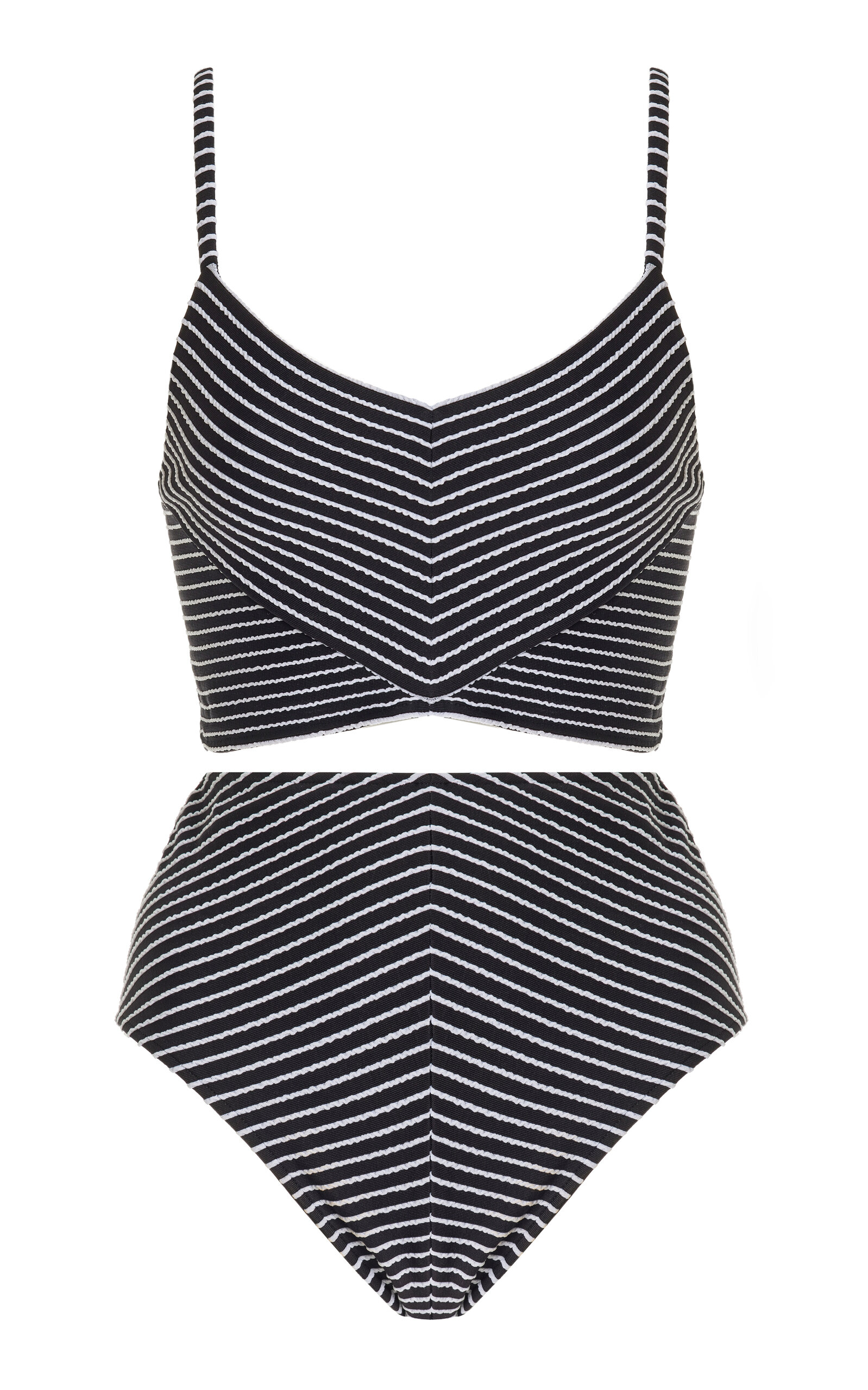 Shop Moré Noir Chloe Striped High-waist Bikini Set