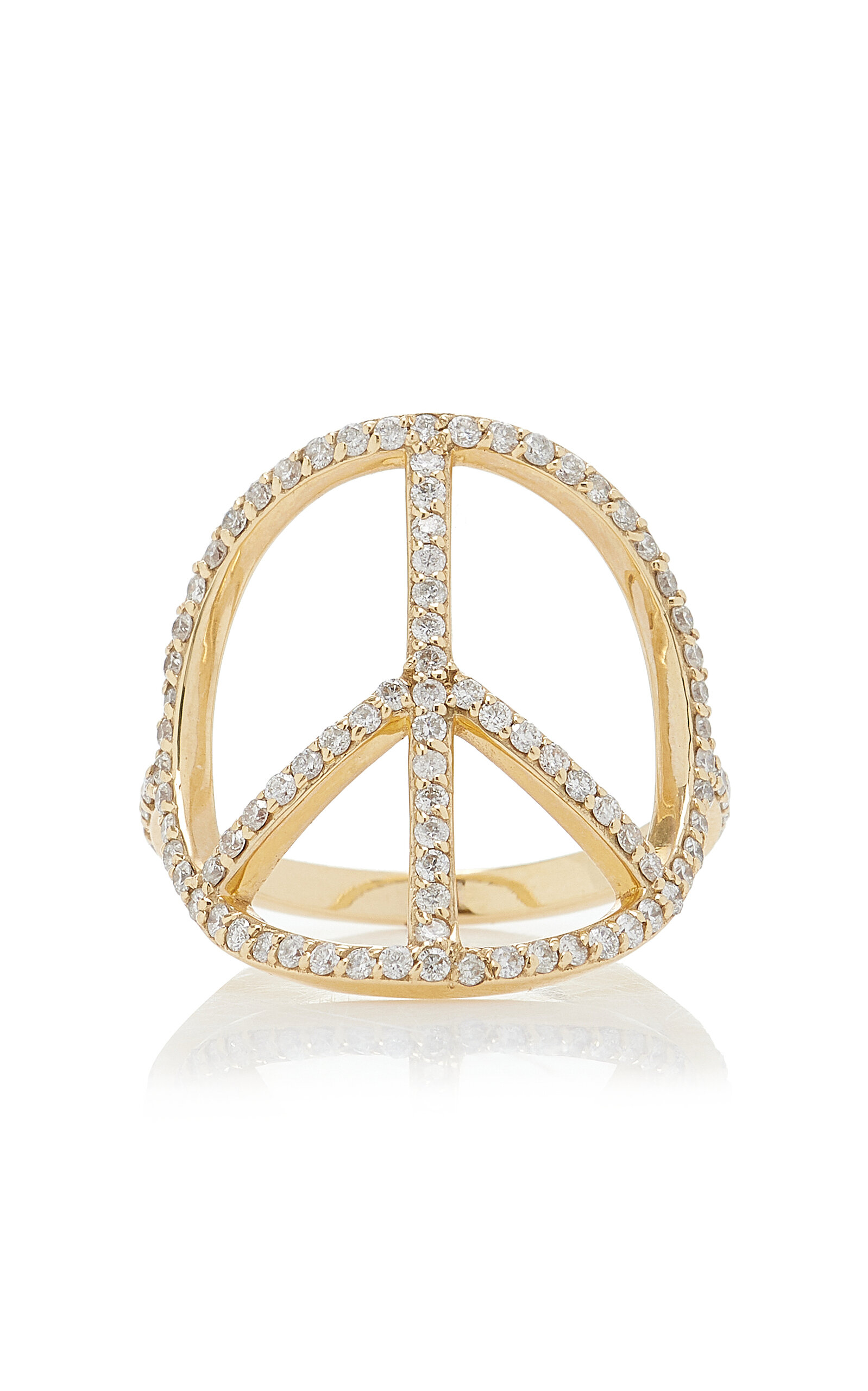 Peace 14K Yellow Gold Diamond Ring