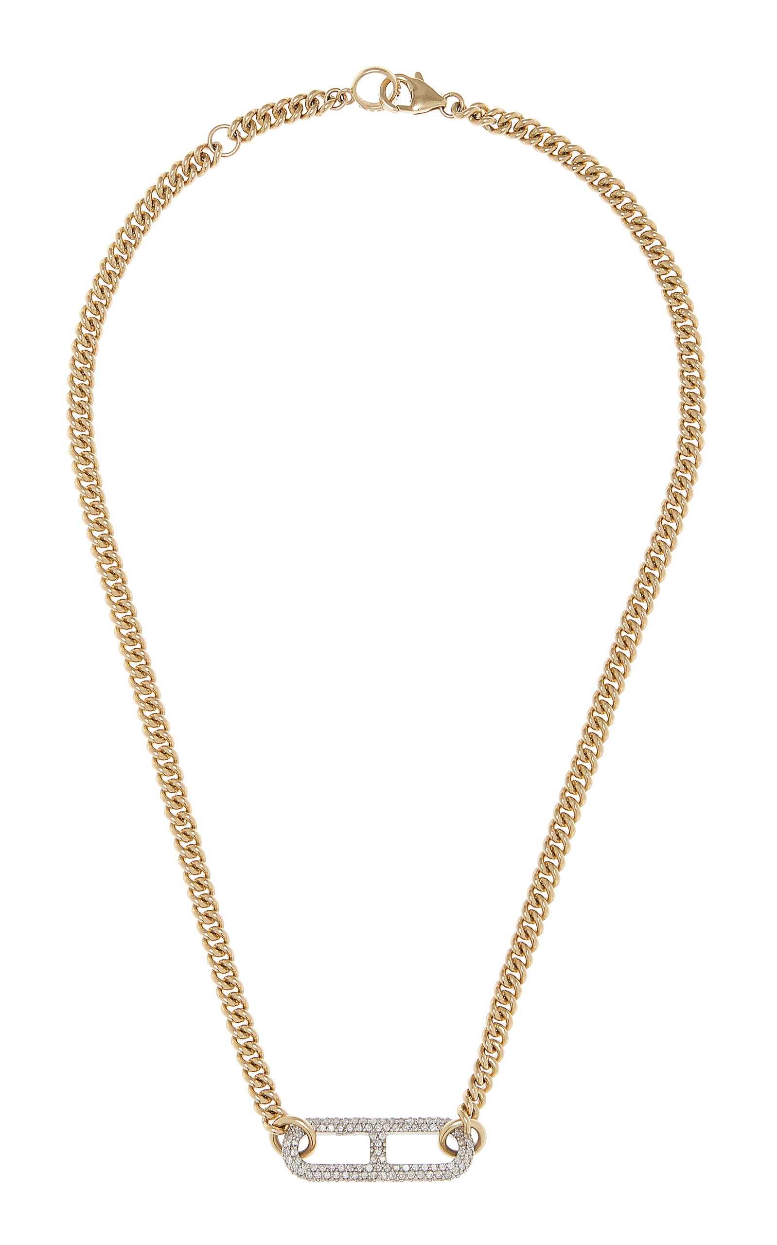 14K Gold And Sterling Diamond Chain Necklace