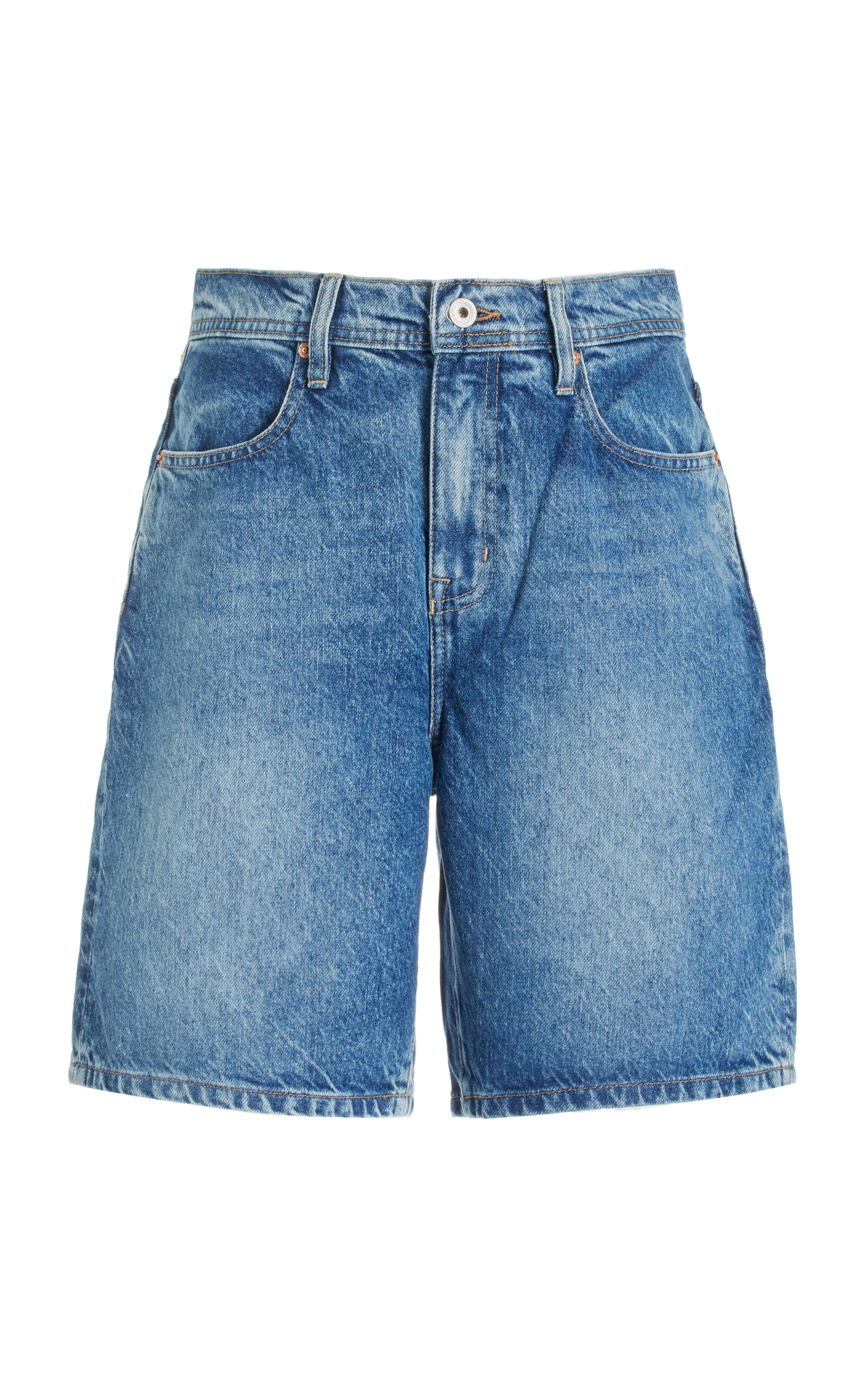Outland Denim Harry High-waisted Denim Shorts In Medium Wash