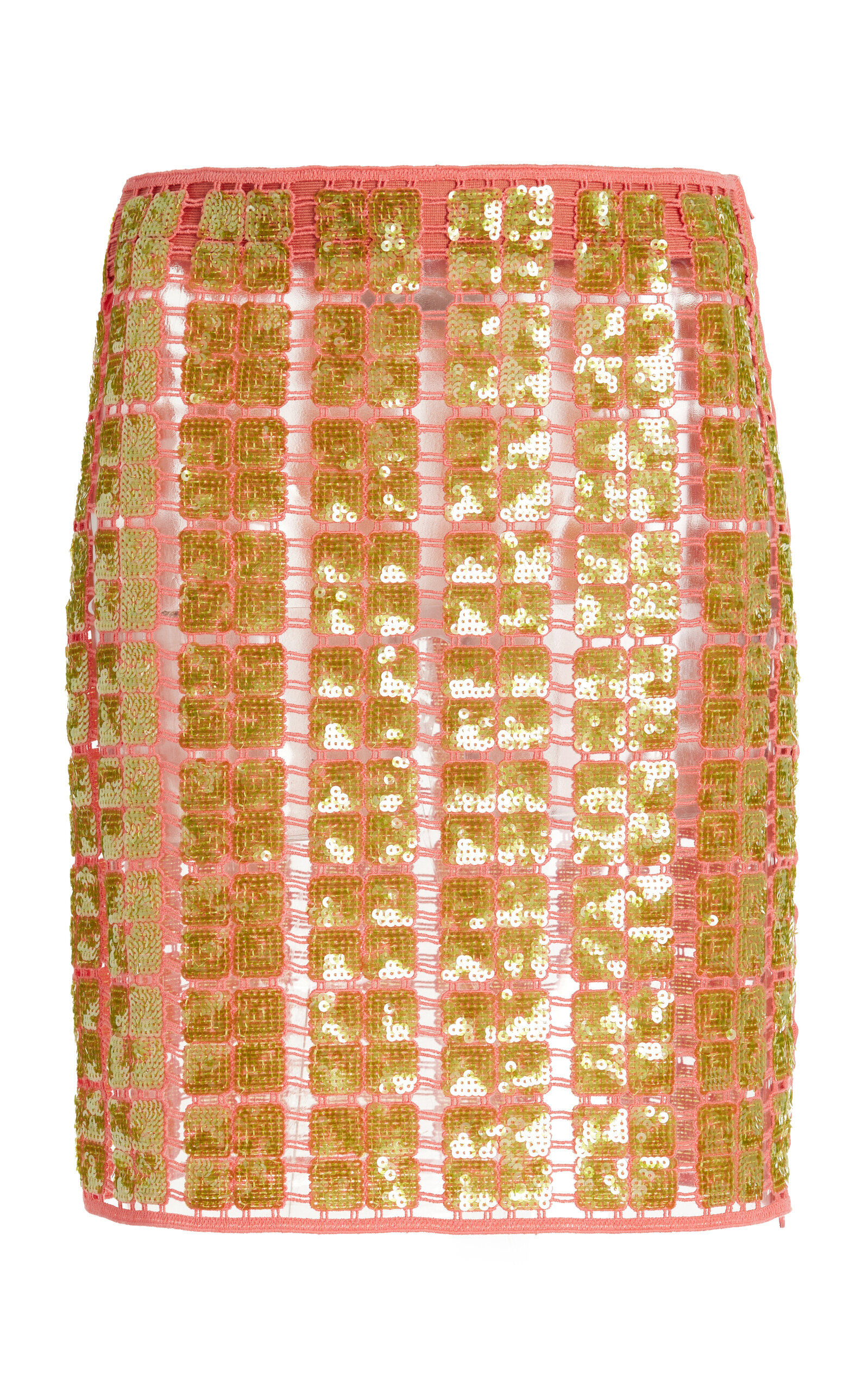 Shop Zankov Sofia Sequined Knit Mini Skirt In Orange