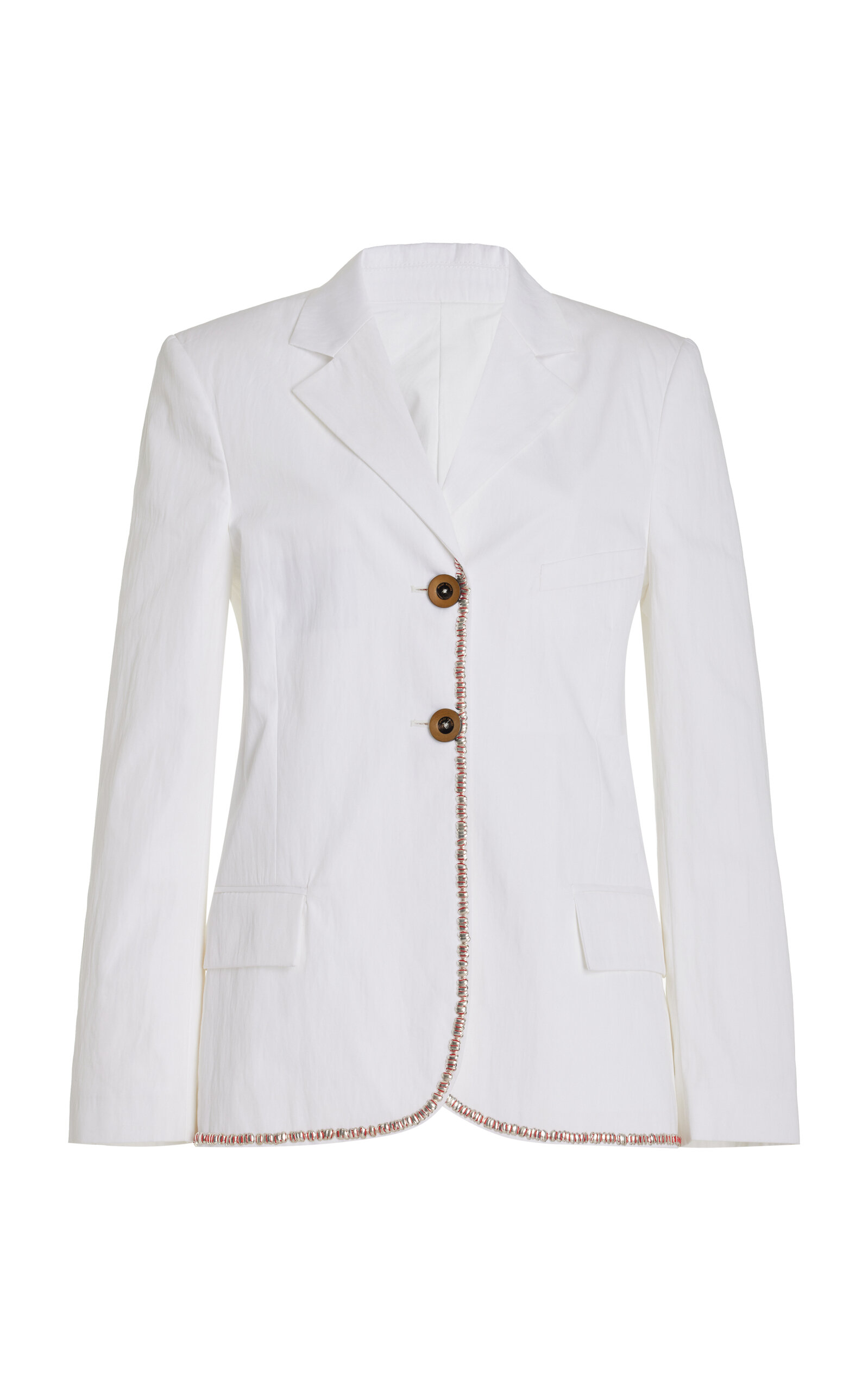 Wales Bonner Truth Embellished Technical Cotton Blazer In White