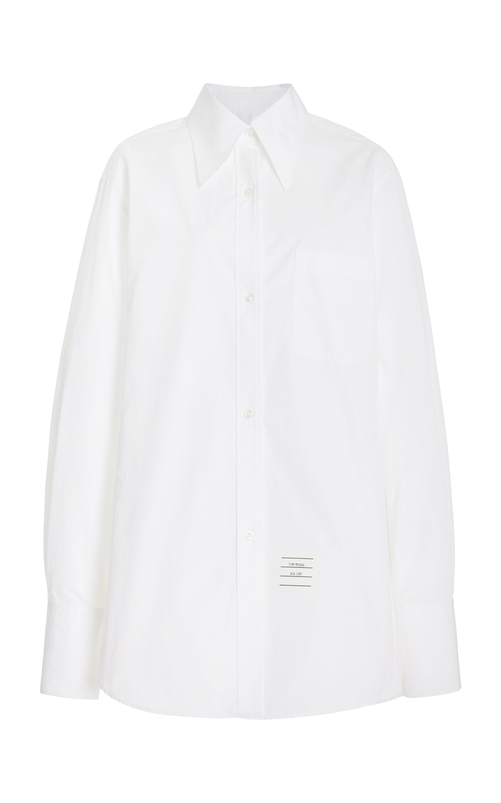 Shop Thom Browne Oversized Cotton Shirt In White