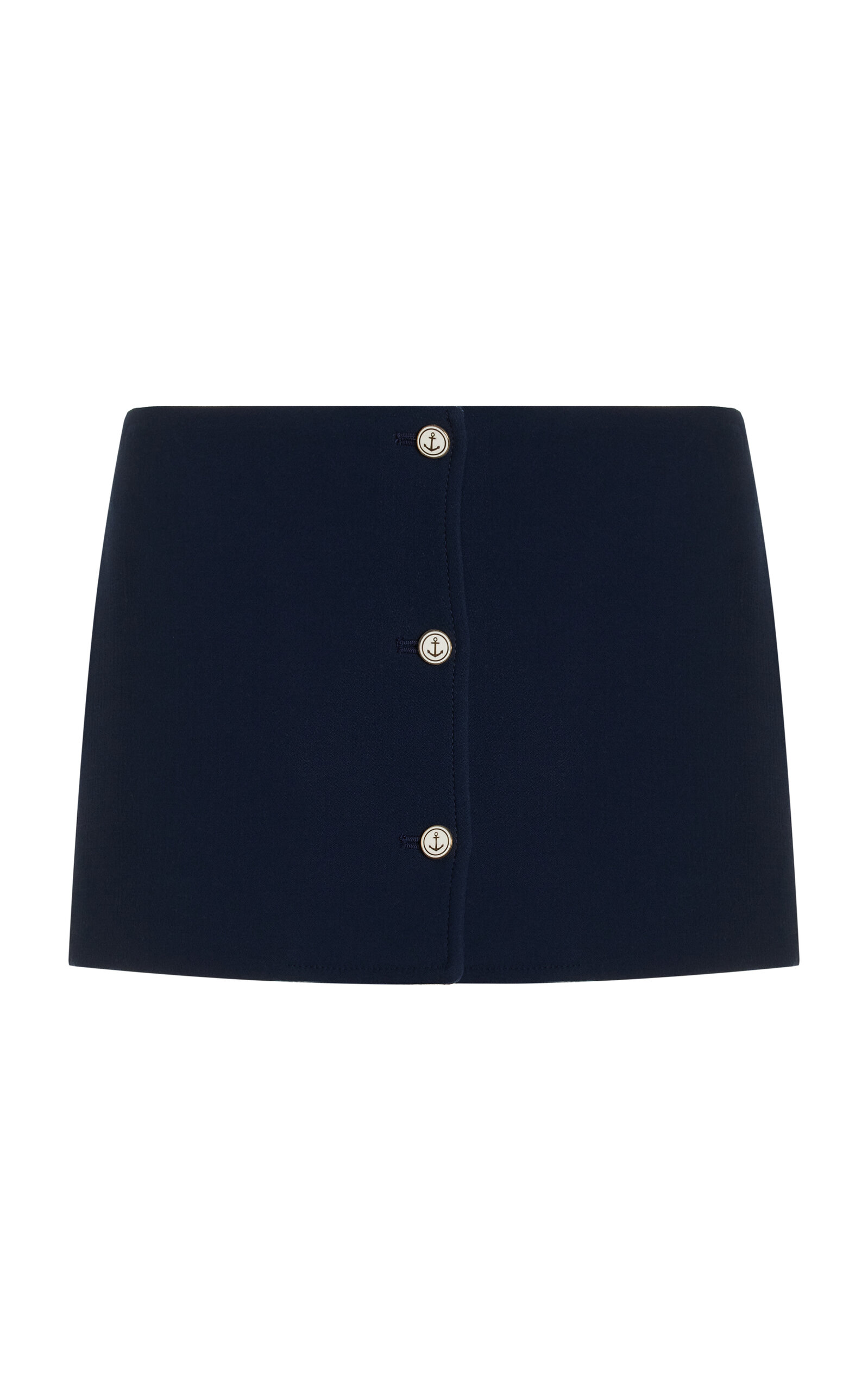Thom Browne Low-rise Wool Mini Skirt In Navy