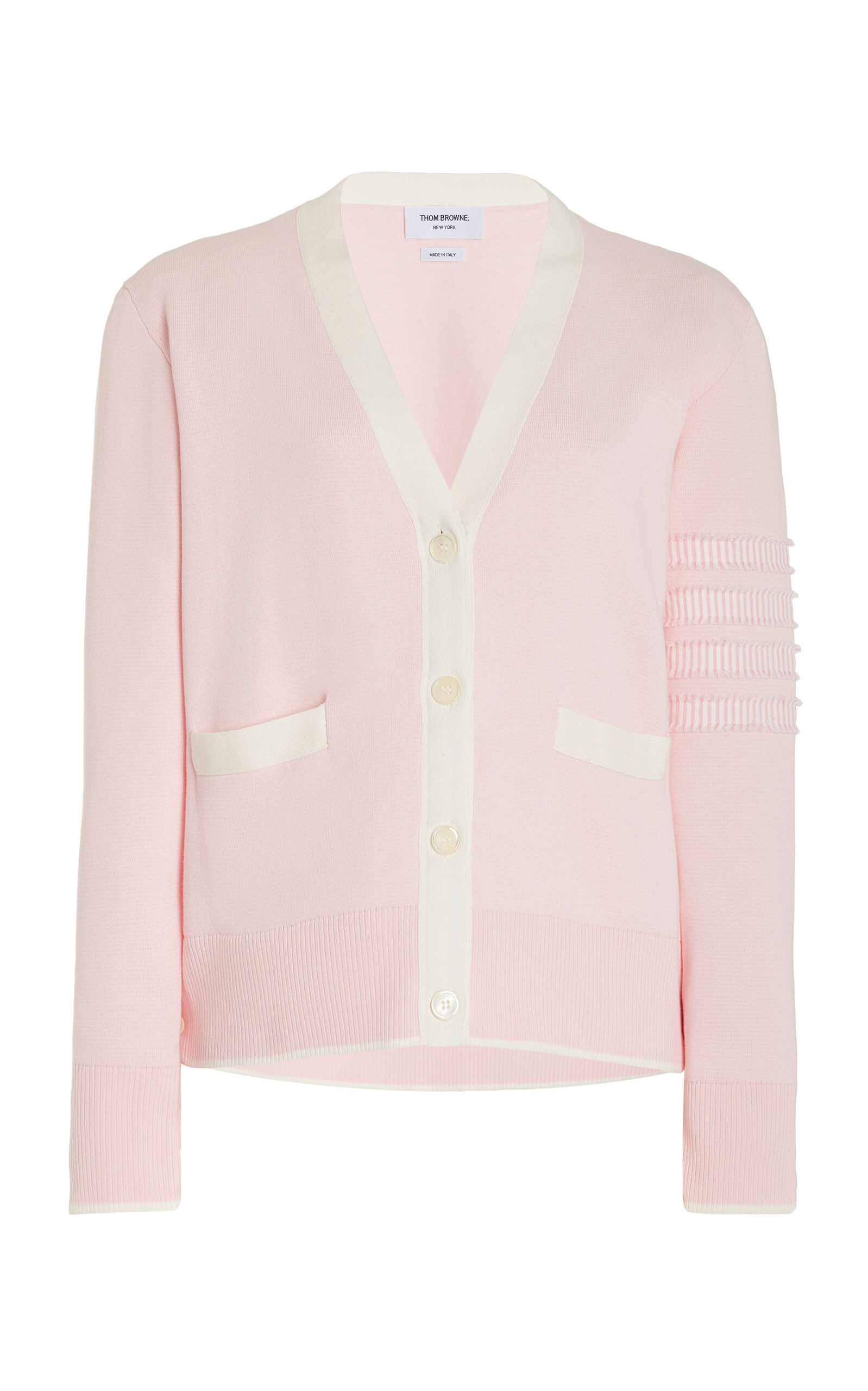 Thom Browne Contrast-border Cotton Cardigan In Pink