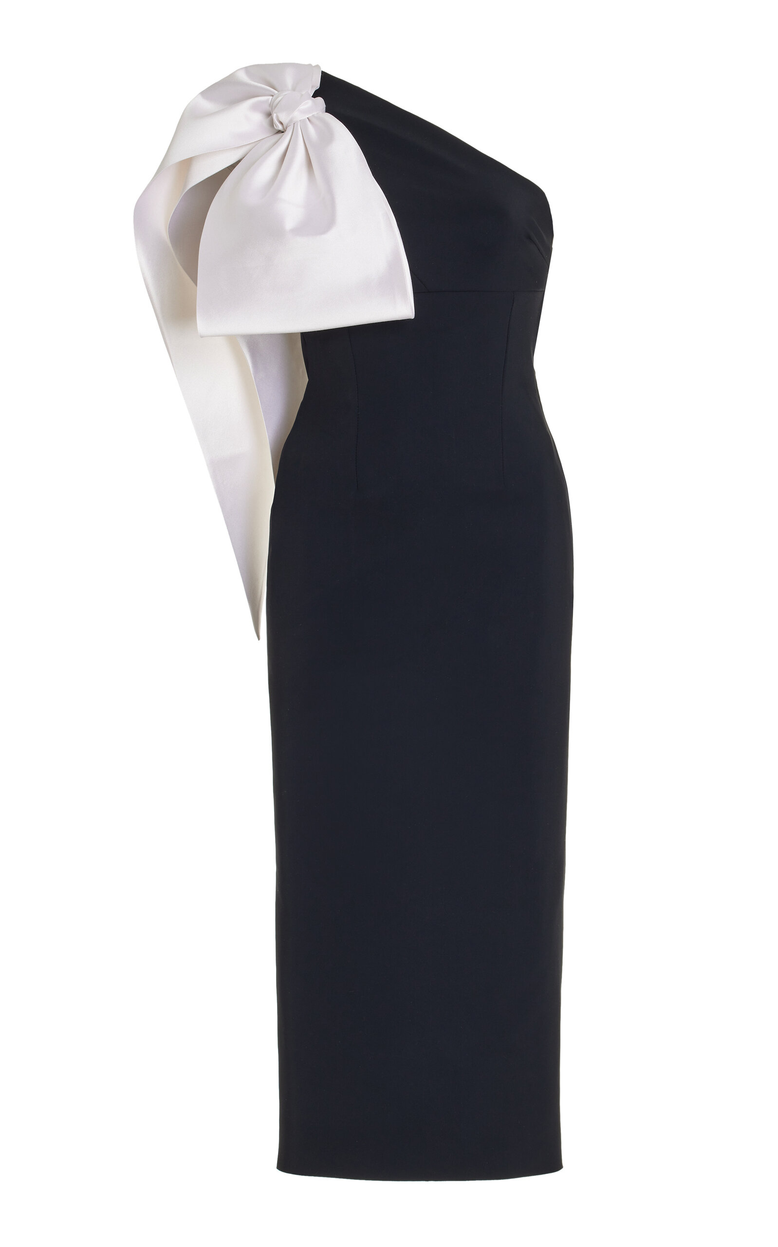 Shop Greta Constantine Raiden Silk-trimmed Midi Dress In Black