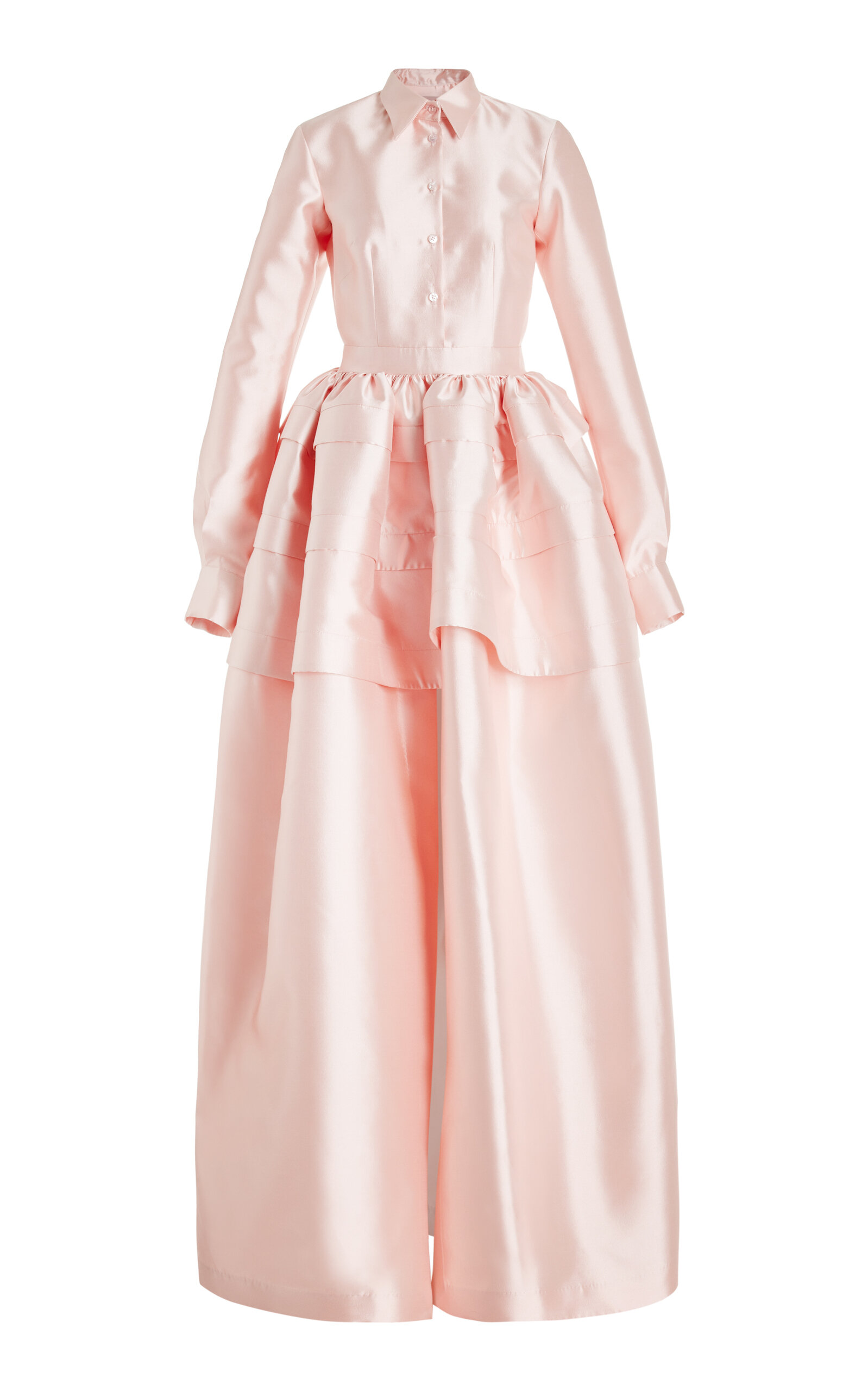 Shop Greta Constantine Tadiak Tailored Wool-silk Gown In Pink