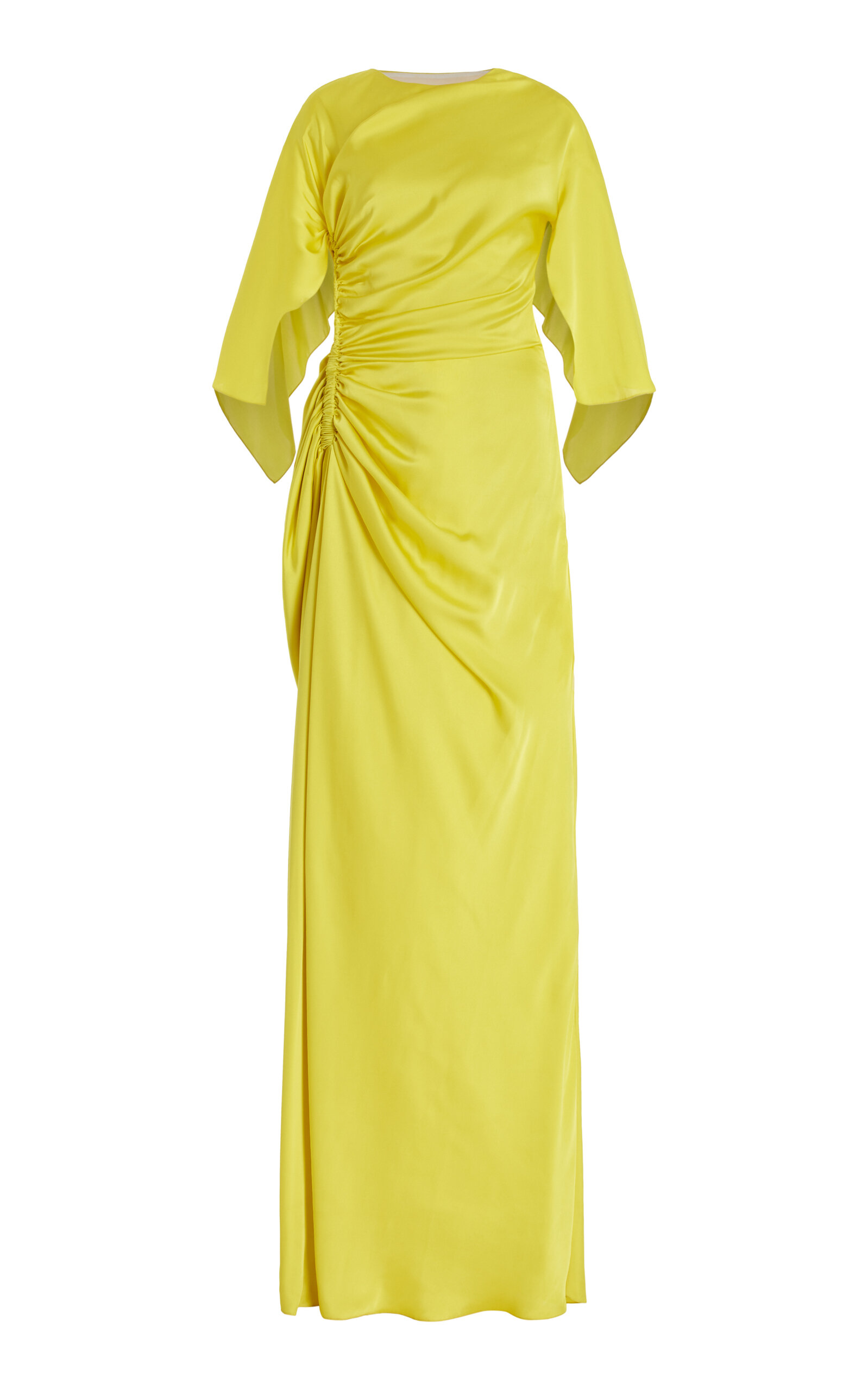 Maison Rabih Kayrouz Gathered Charmeuse Maxi Dress In Yellow