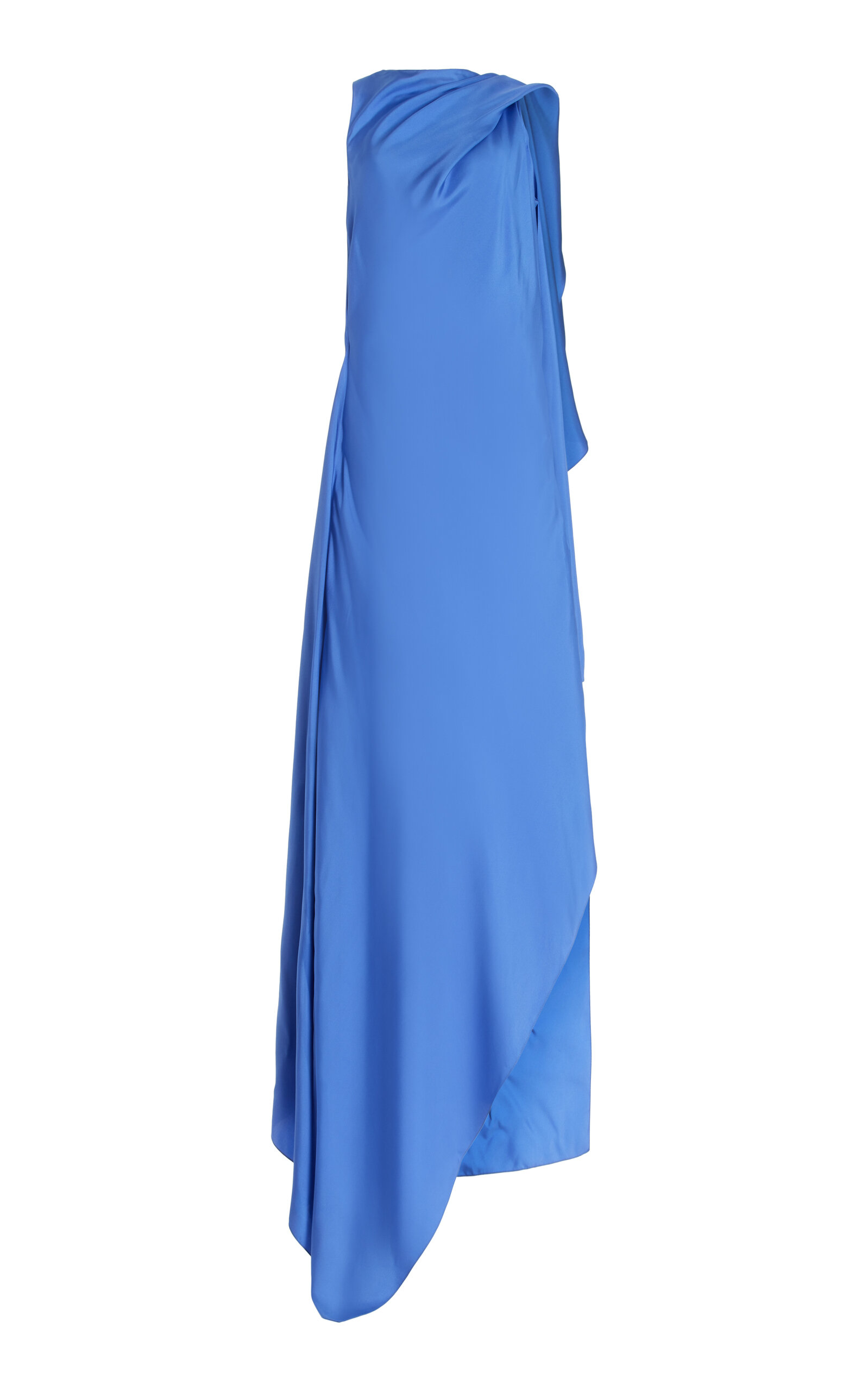 Draped Silk-Twill Maxi Dress