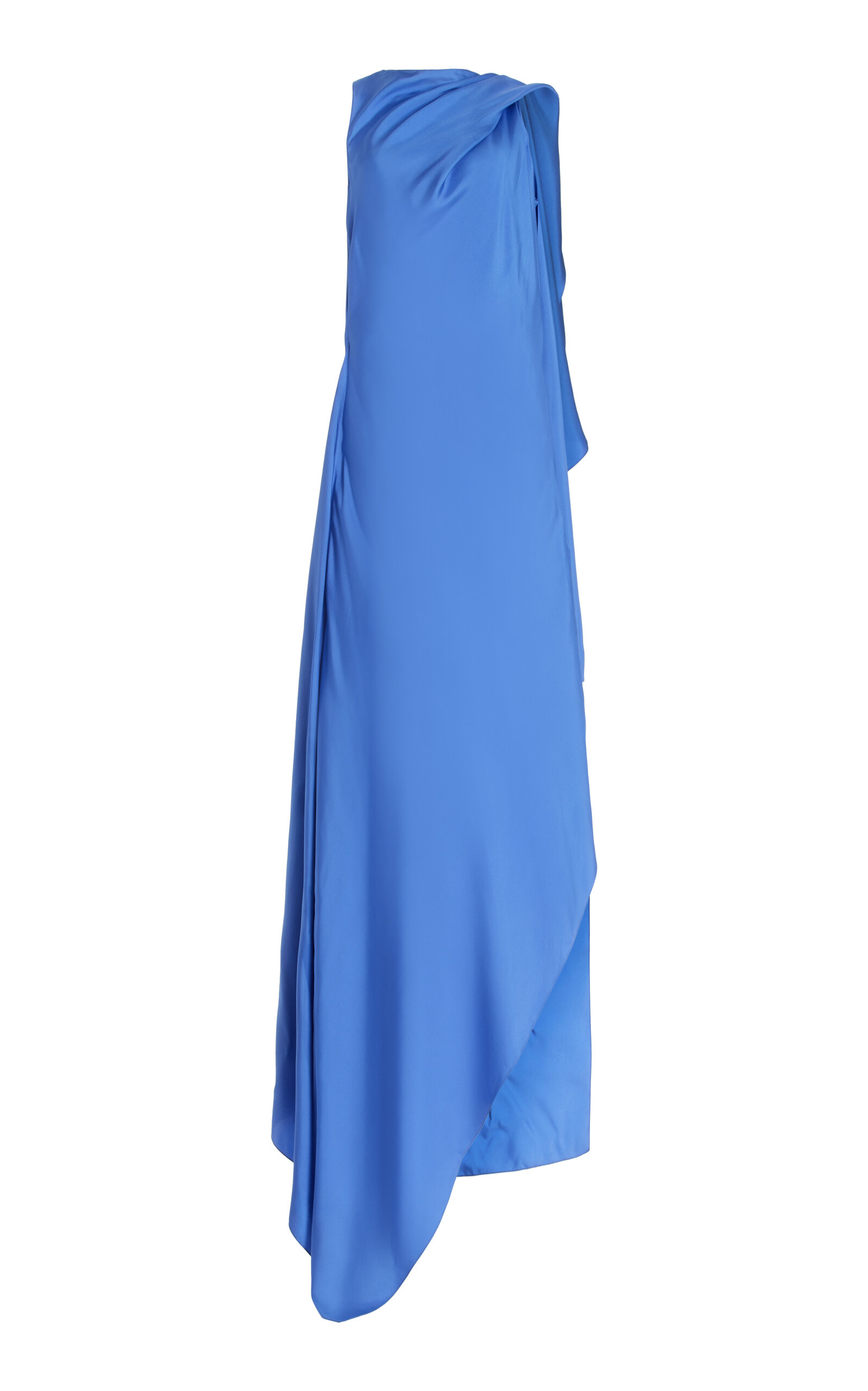 Maison Rabih Kayrouz Draped Silk-twill Maxi Dress In Blue