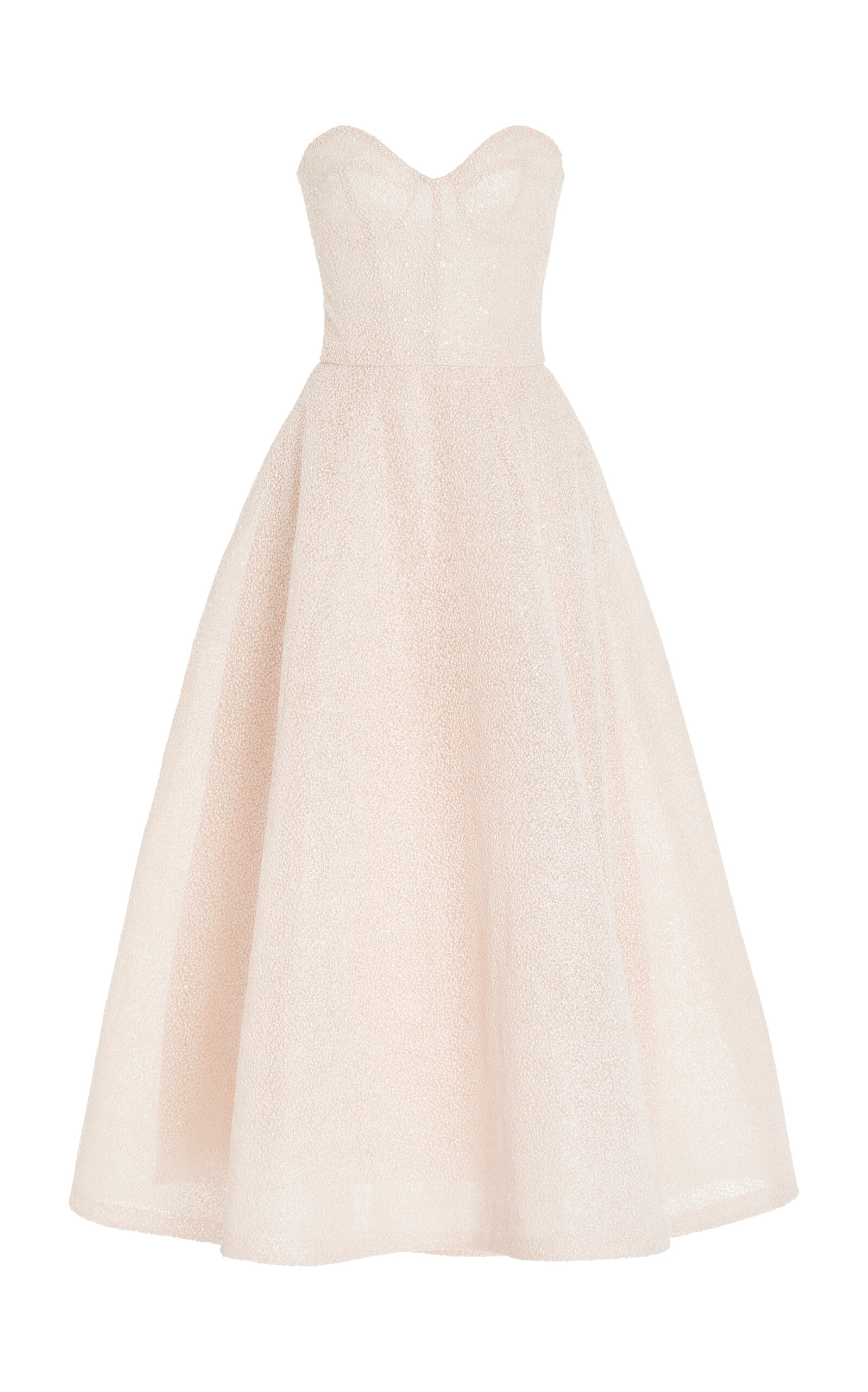 Shop Monique Lhuillier Strapless Textured Embroidered Dress In Light Pink
