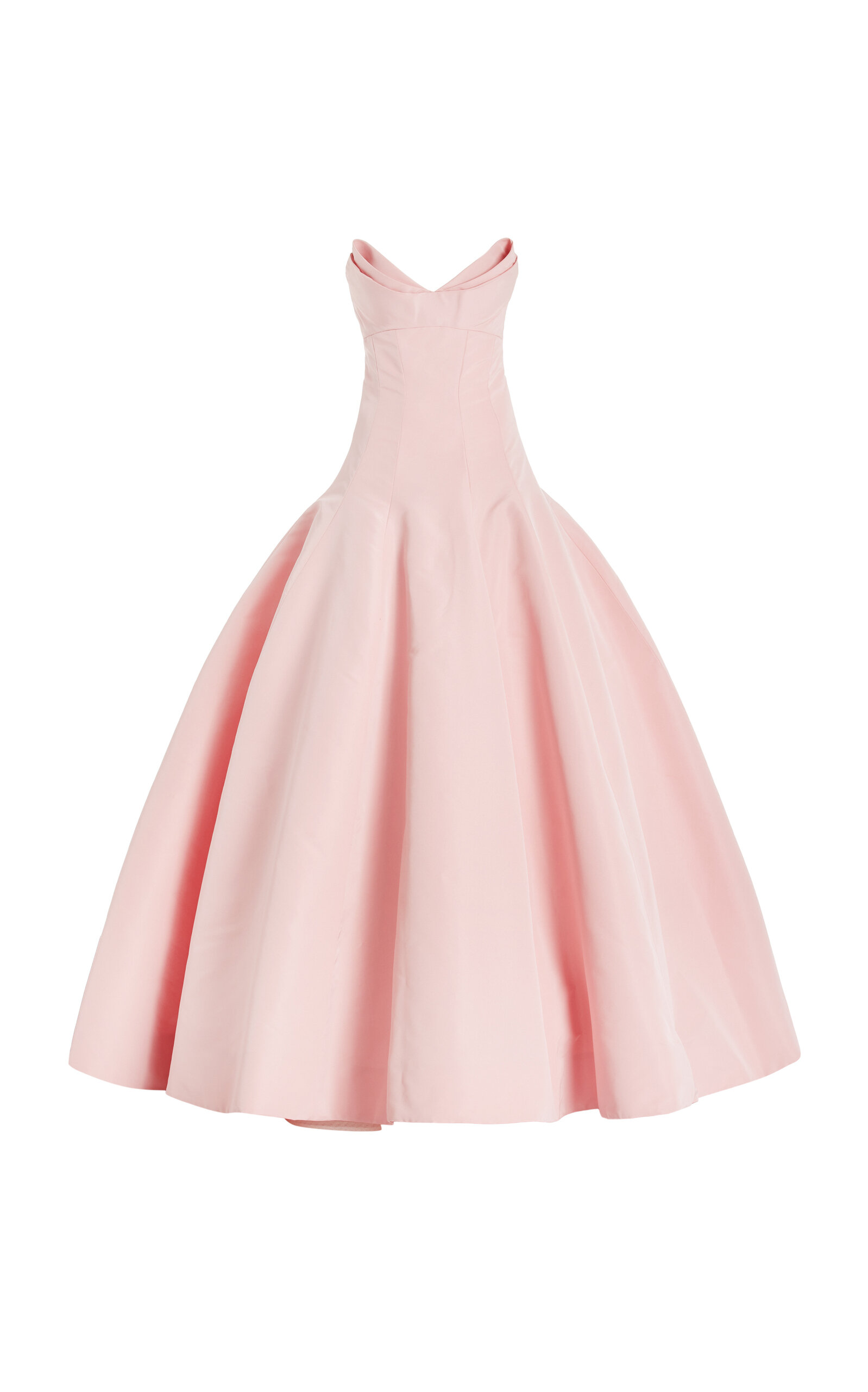 Monique Lhuillier Strapless Faille Silk Gown In Pink | ModeSens