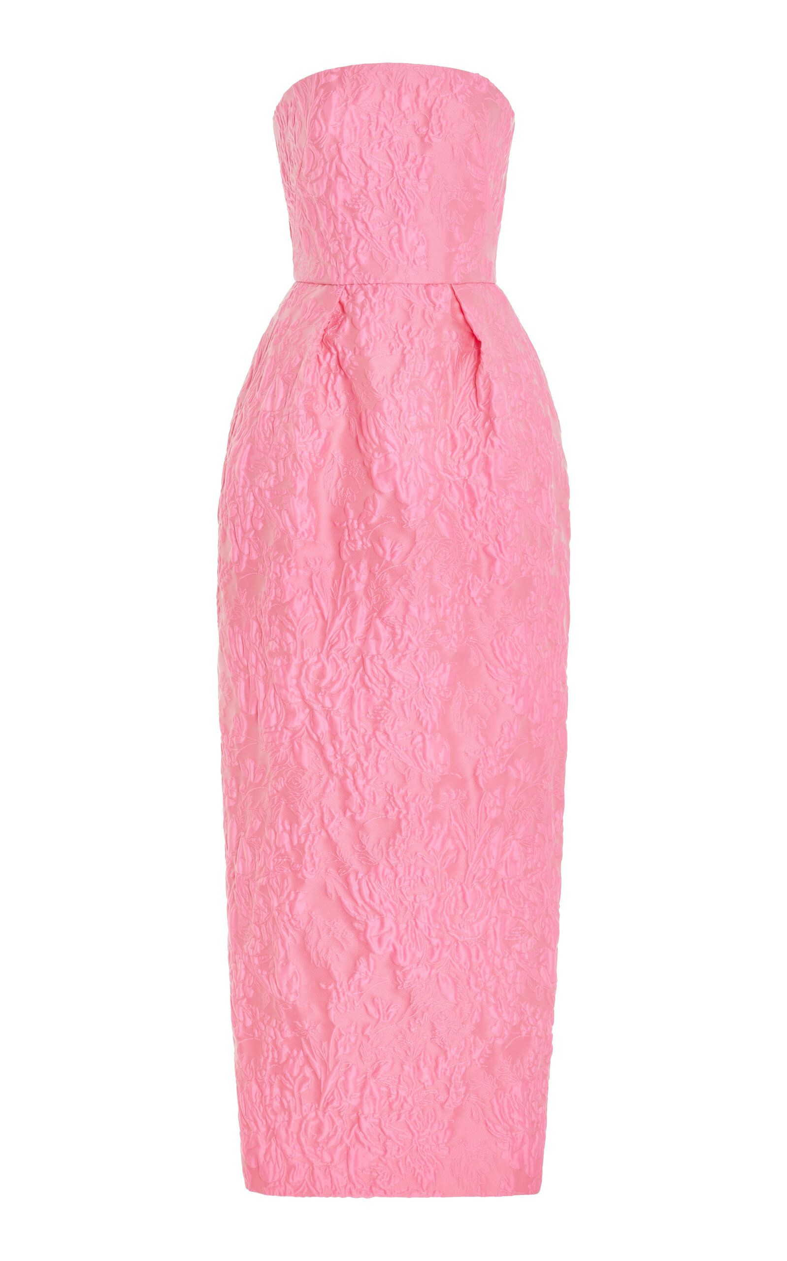 Monique Lhuillier Strapless Jacquard Gown In Pink