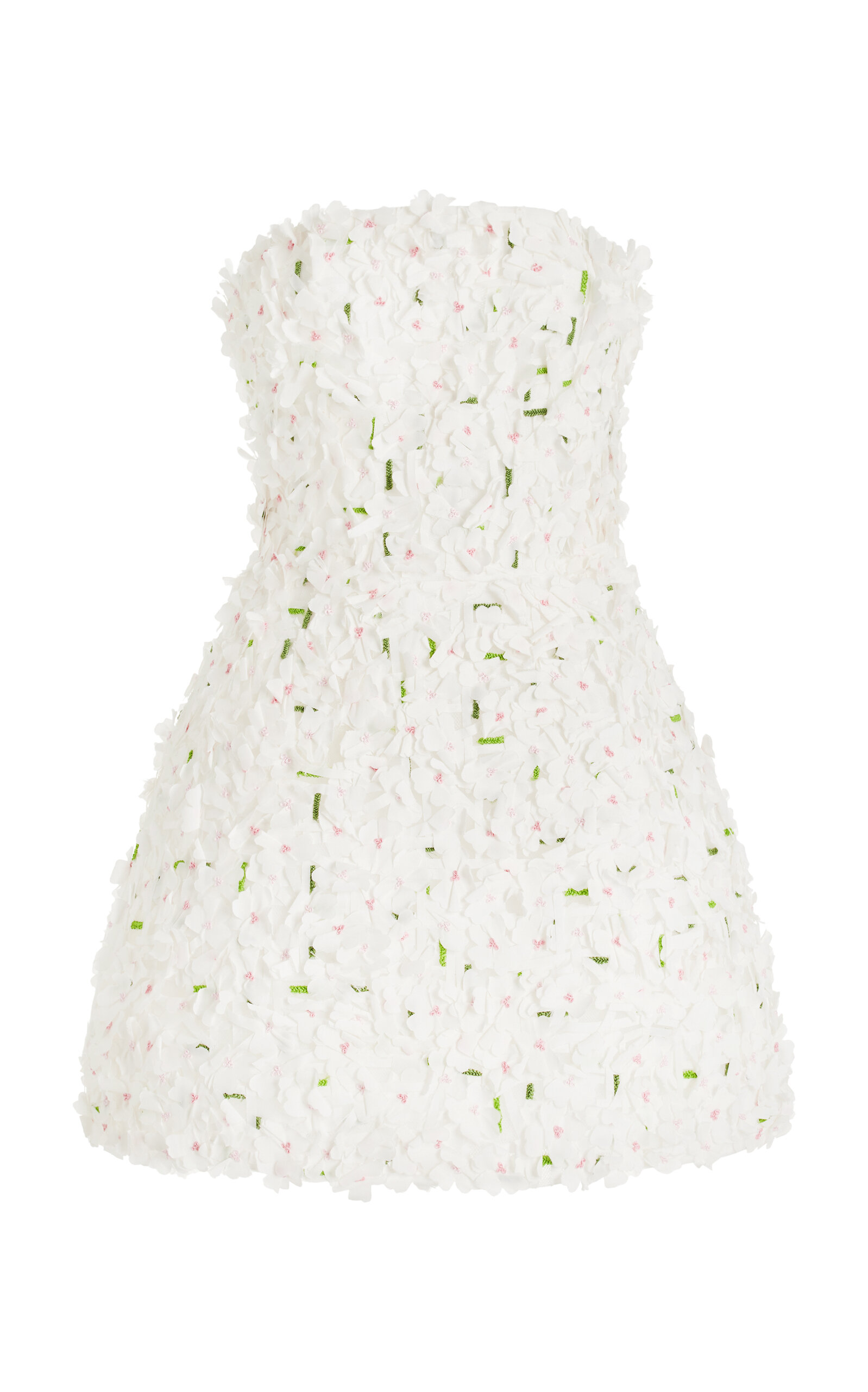 Monique Lhuillier Floral-embroidered Mini Dress In White