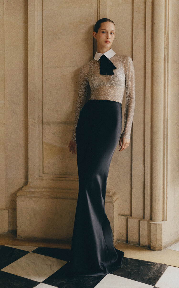 Monique Lhuillier Women's Silk Maxi Skirt In Black