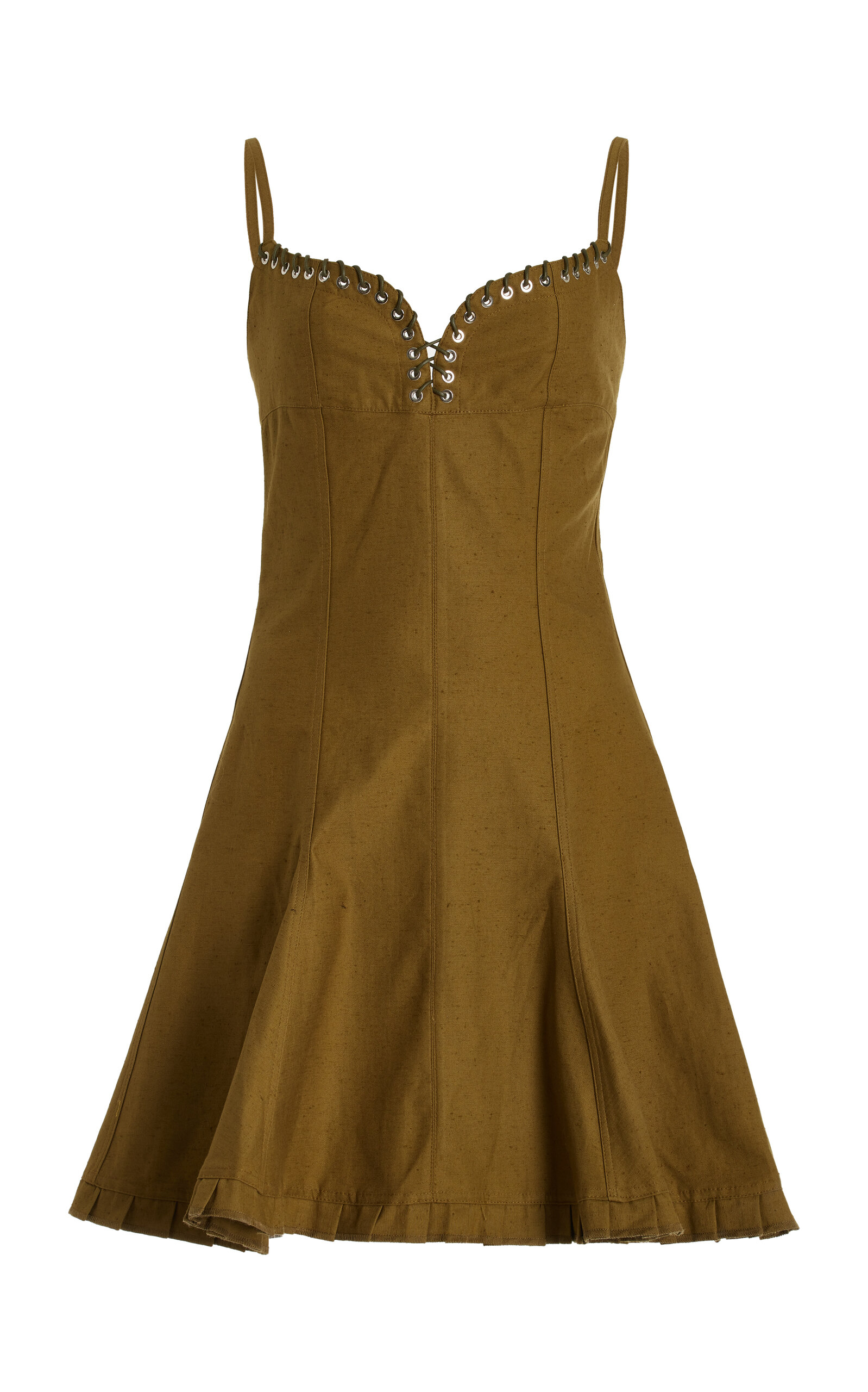 Shop Ludovic De Saint Sernin Easy Cleavage Cotton Mini Dress In Green