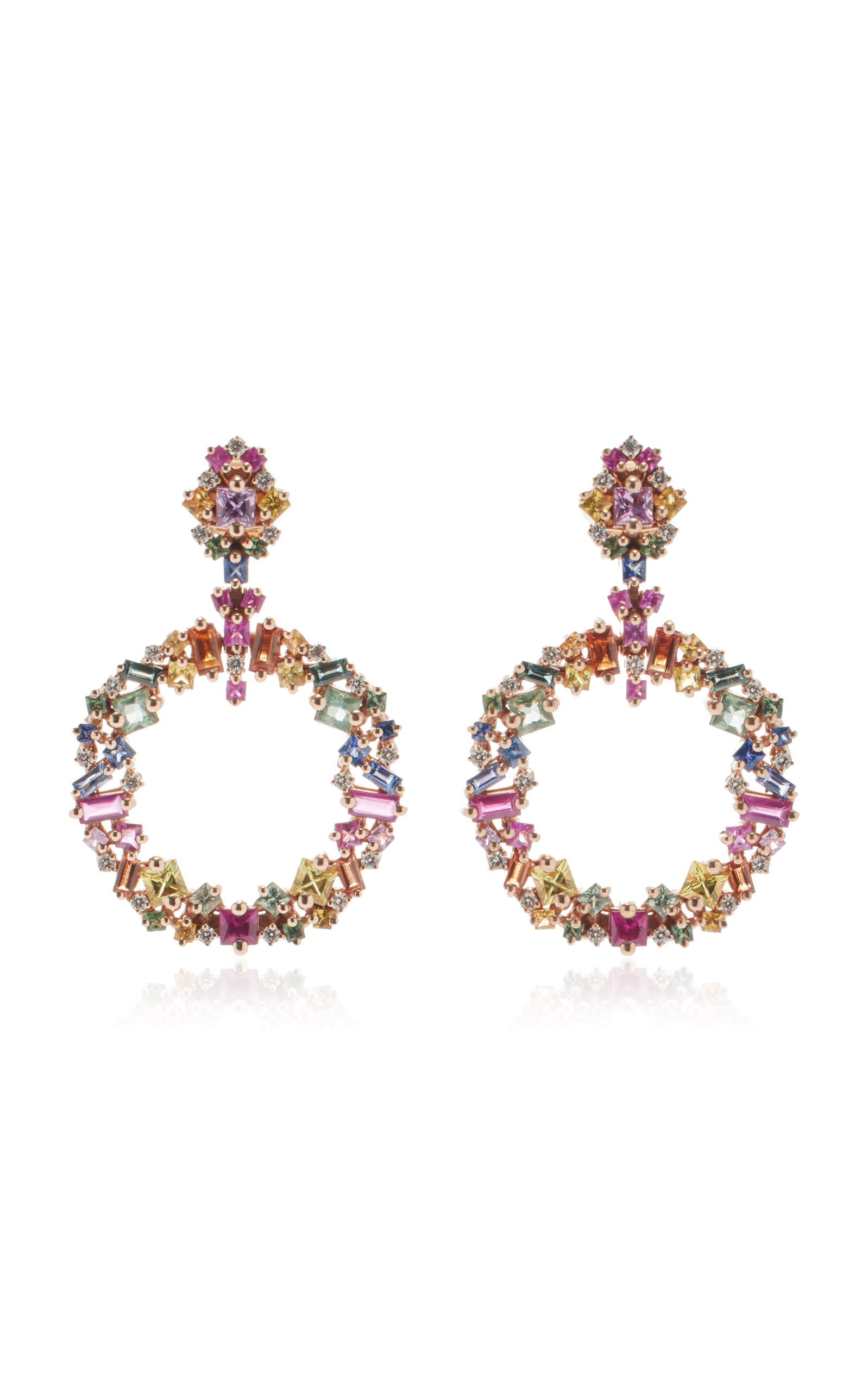 Suzanne Kalan La Fantaisie 18k Rose Gold Sapphire Earrings In Multi