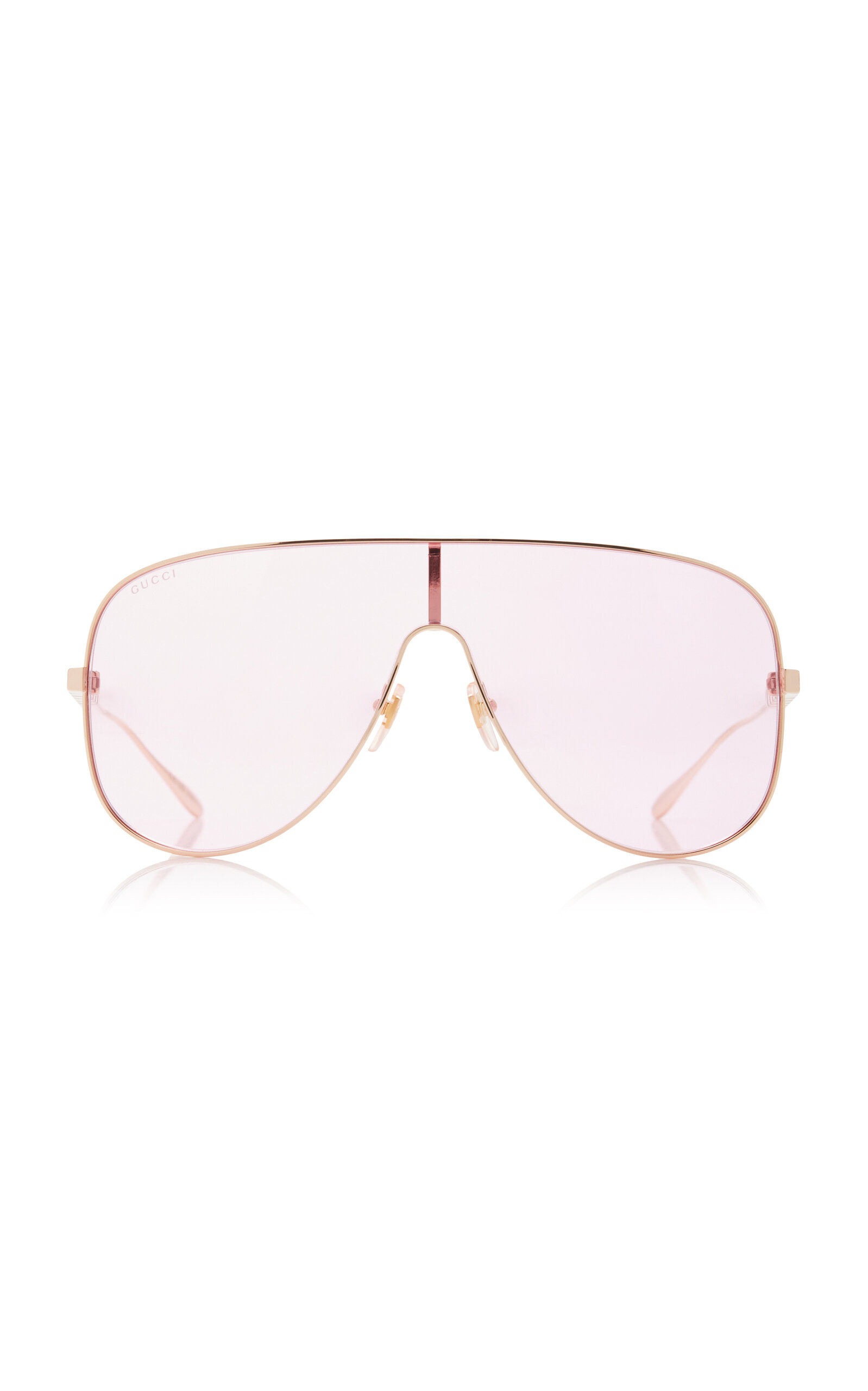 Gucci Oversized Mask-frame Metal Sunglasses In Pink