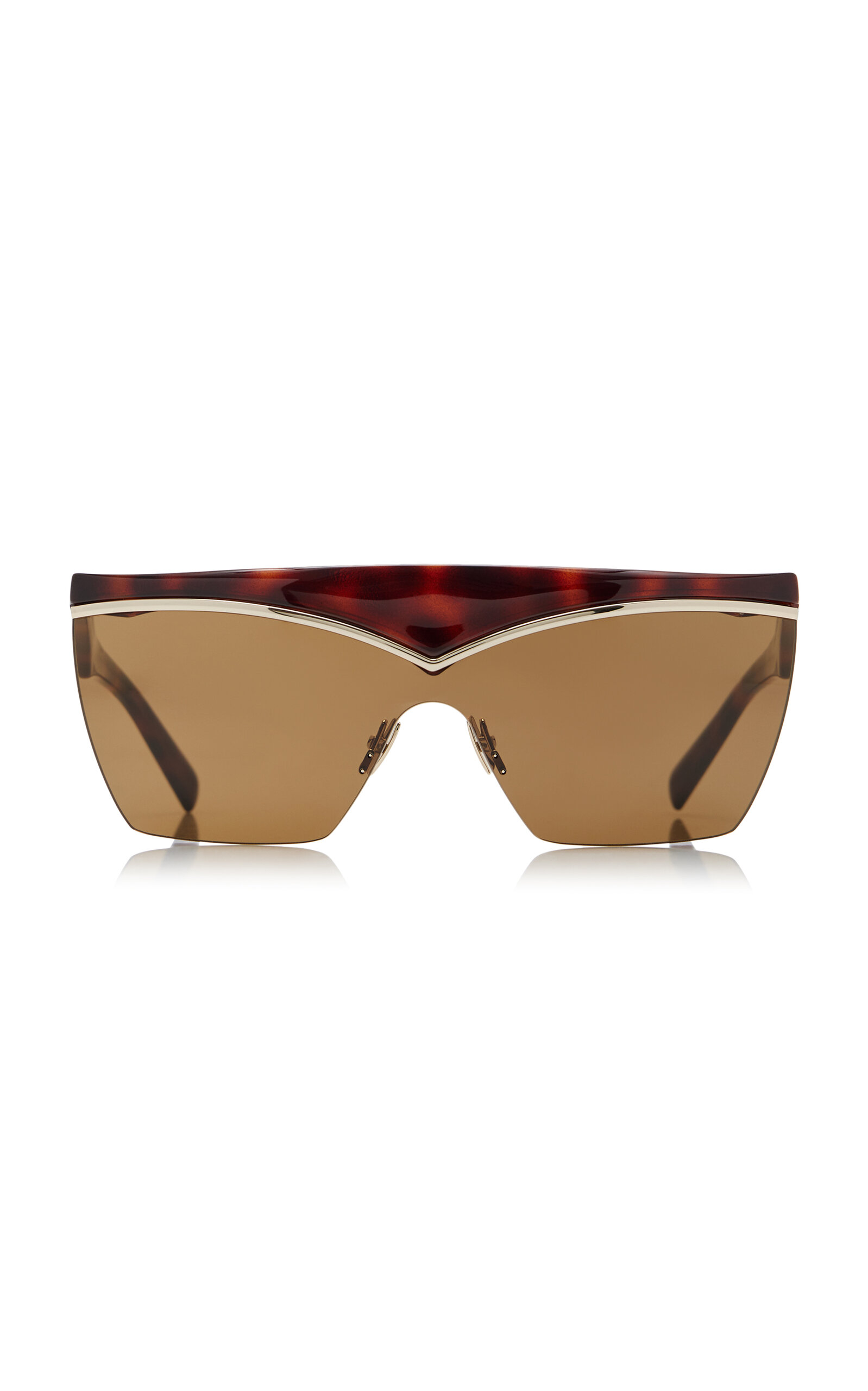 Saint Laurent Mask Acetate Sunglasses In Brown