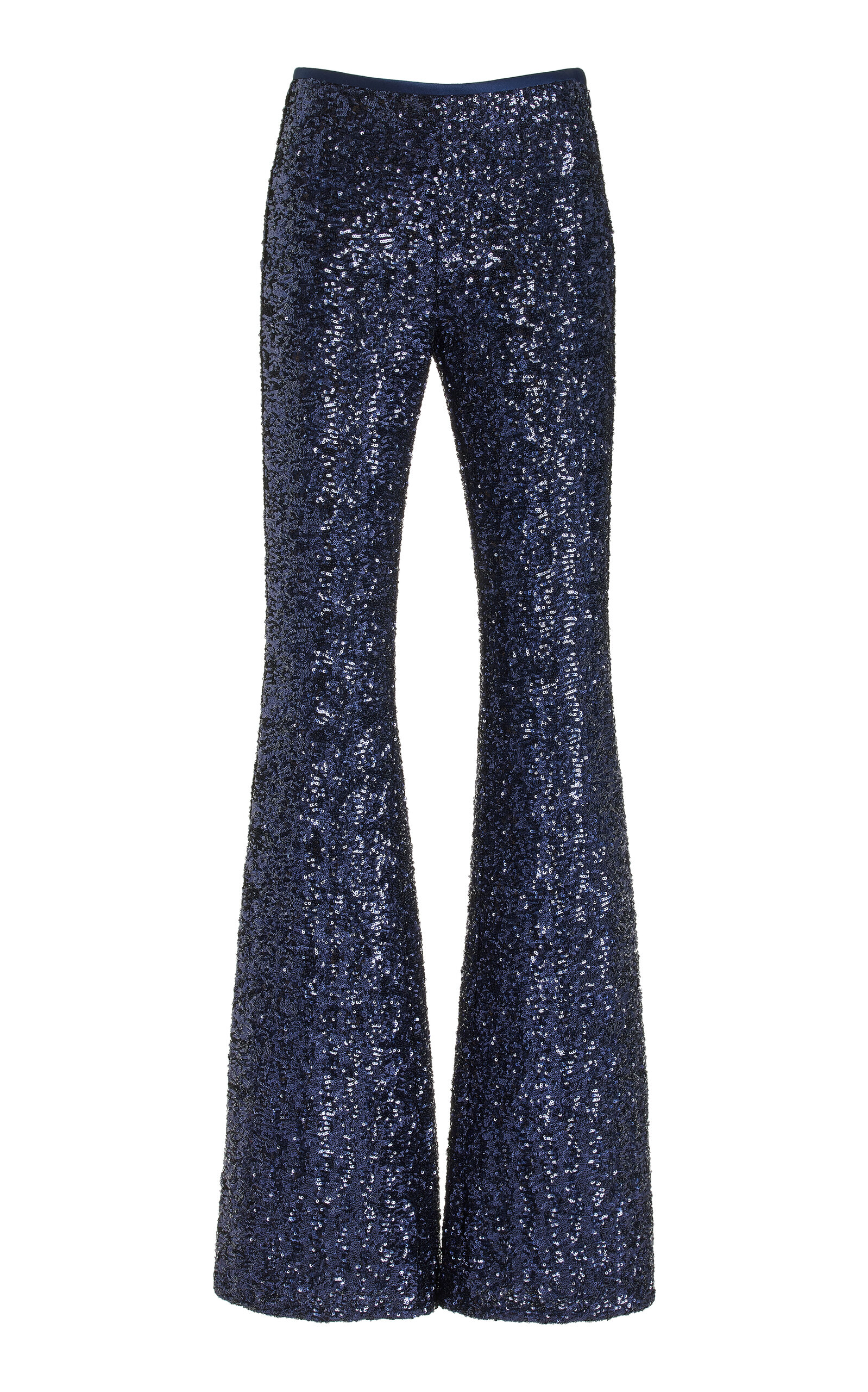 Michael Kors Sequined Flare Pants In Navy