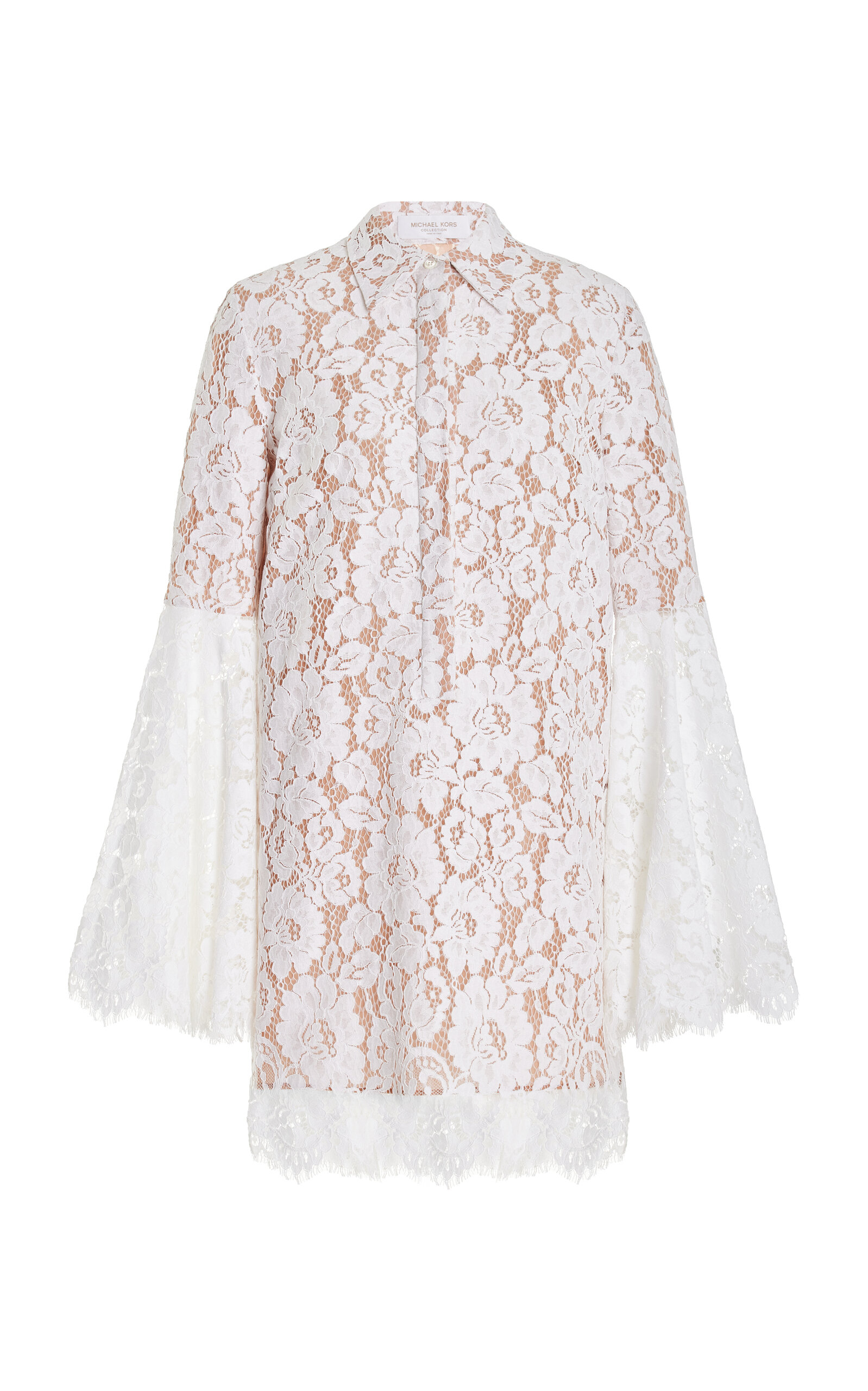 Michael Kors Flutter Sleeve Lace Mini Dress In White