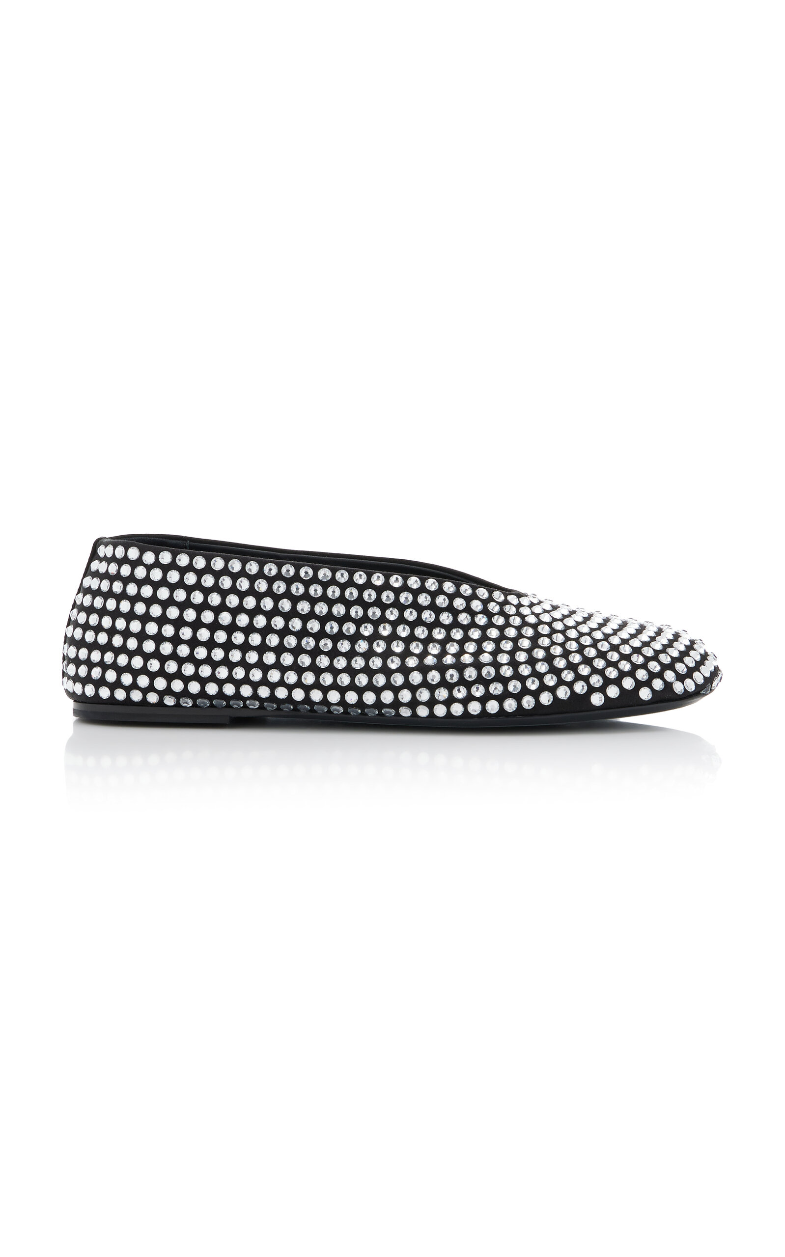 Shop Khaite Marcy Crystal-embellished Leather Flats In Black