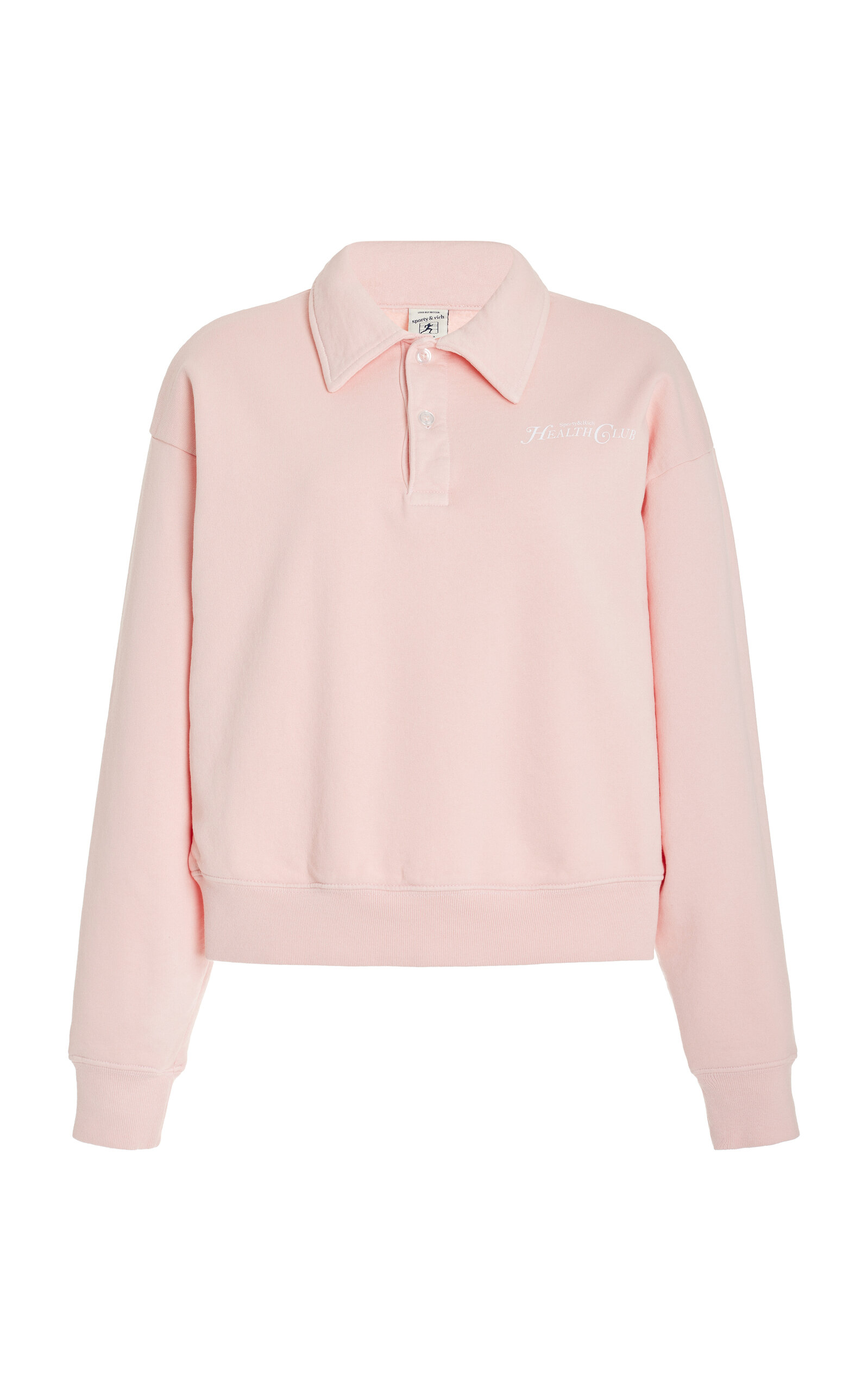 Shop Sporty And Rich Rizzoli Cropped Cotton Polo Sweatshirt In Pink