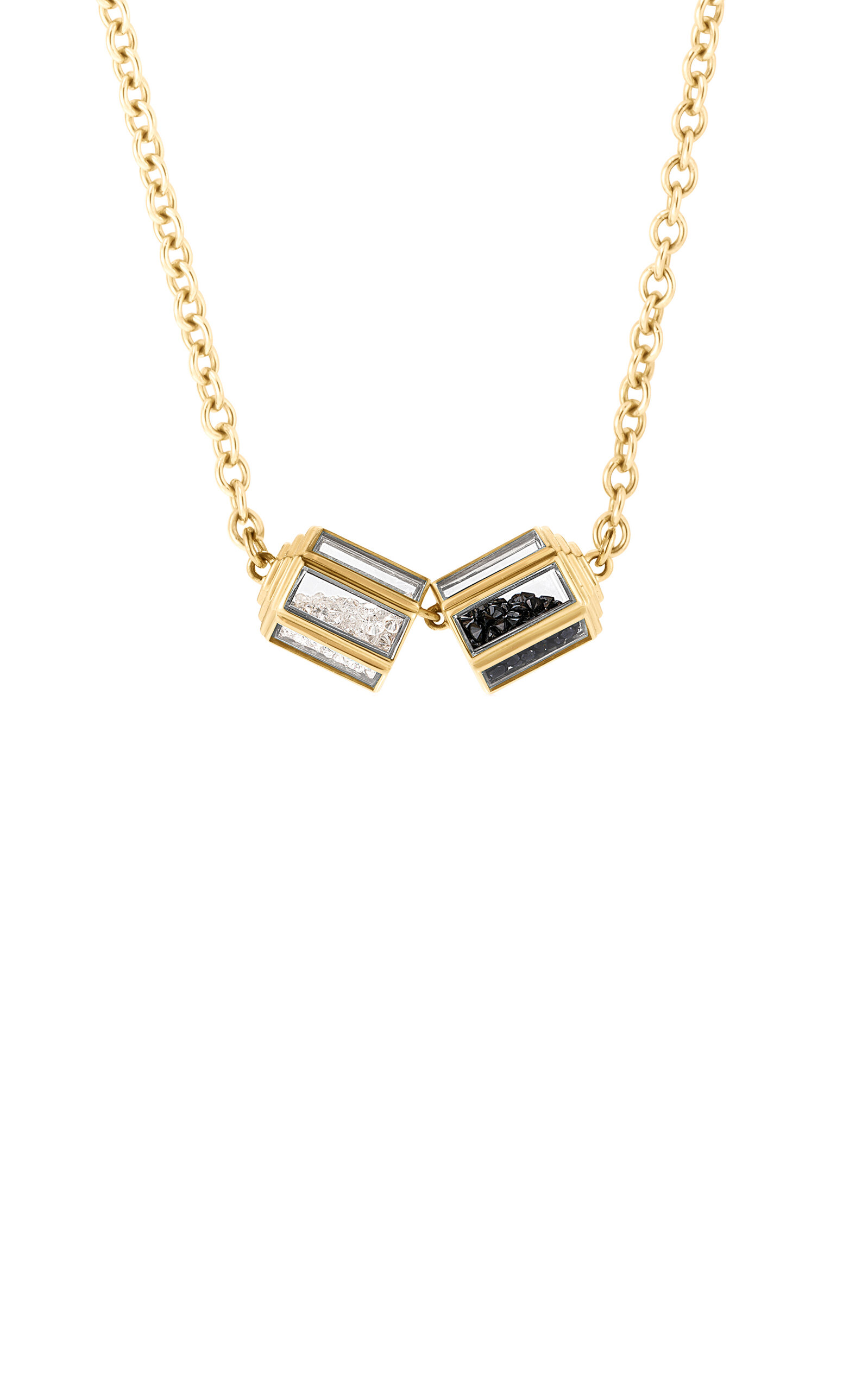 18k Yellow Gold Hex Necklace in Black & White