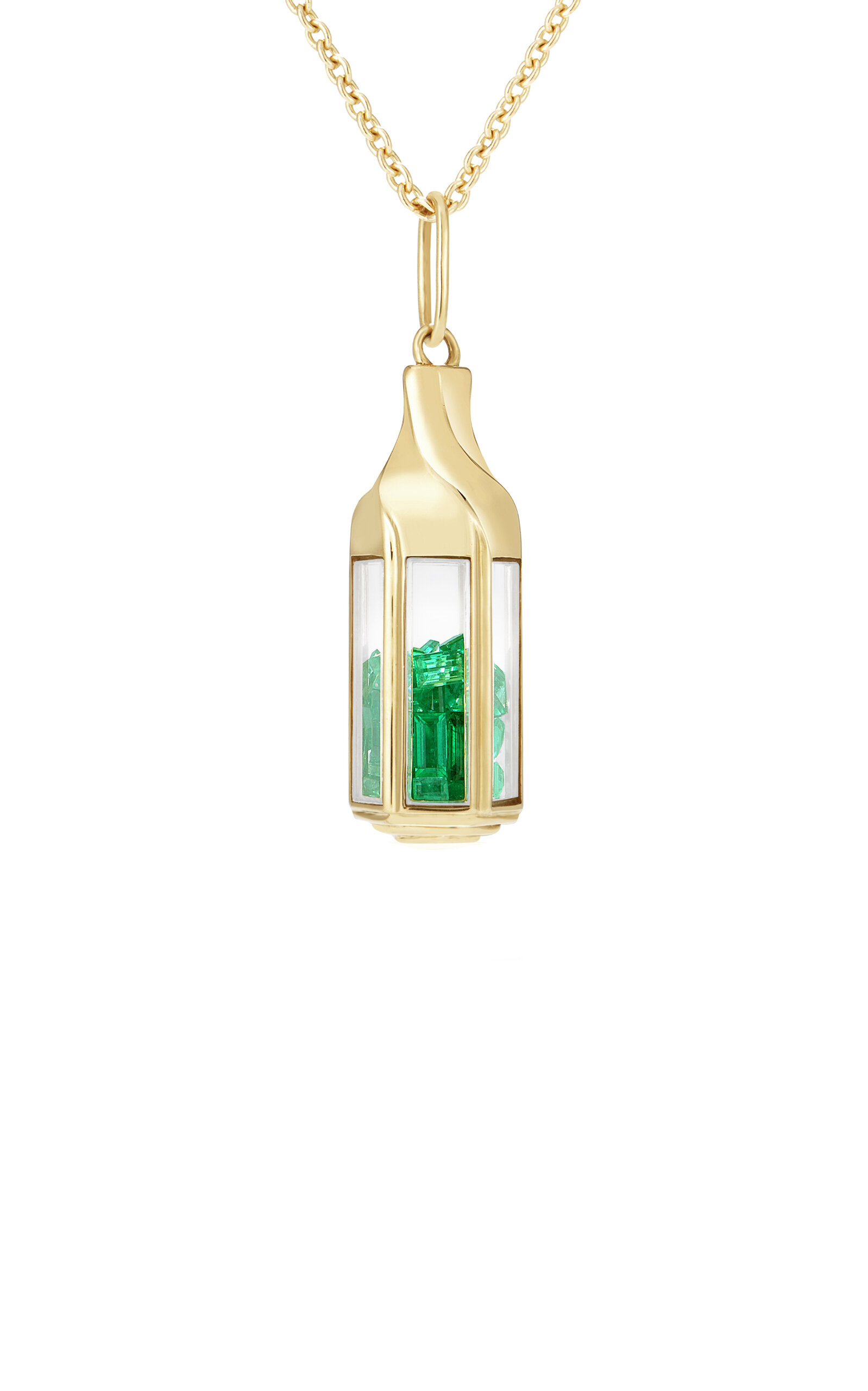 Shop Moritz Glik 18k Yellow Gold Janela Emerald Pendant Necklace