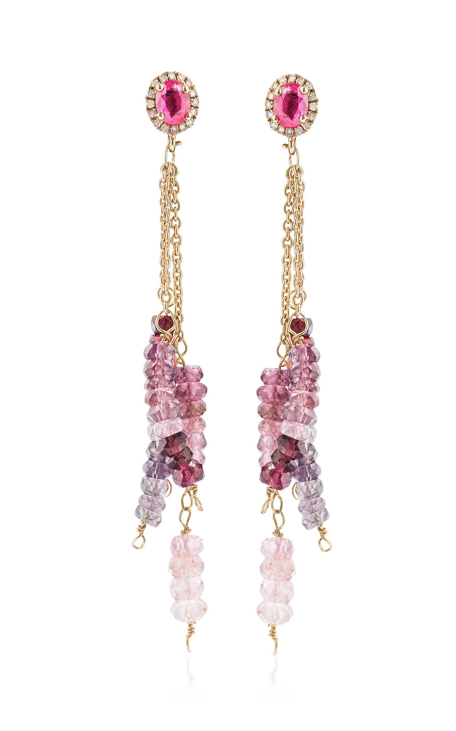Joie Digiovanni 18k Yellow Gold Sangria Chain Stud Earrings In Purple