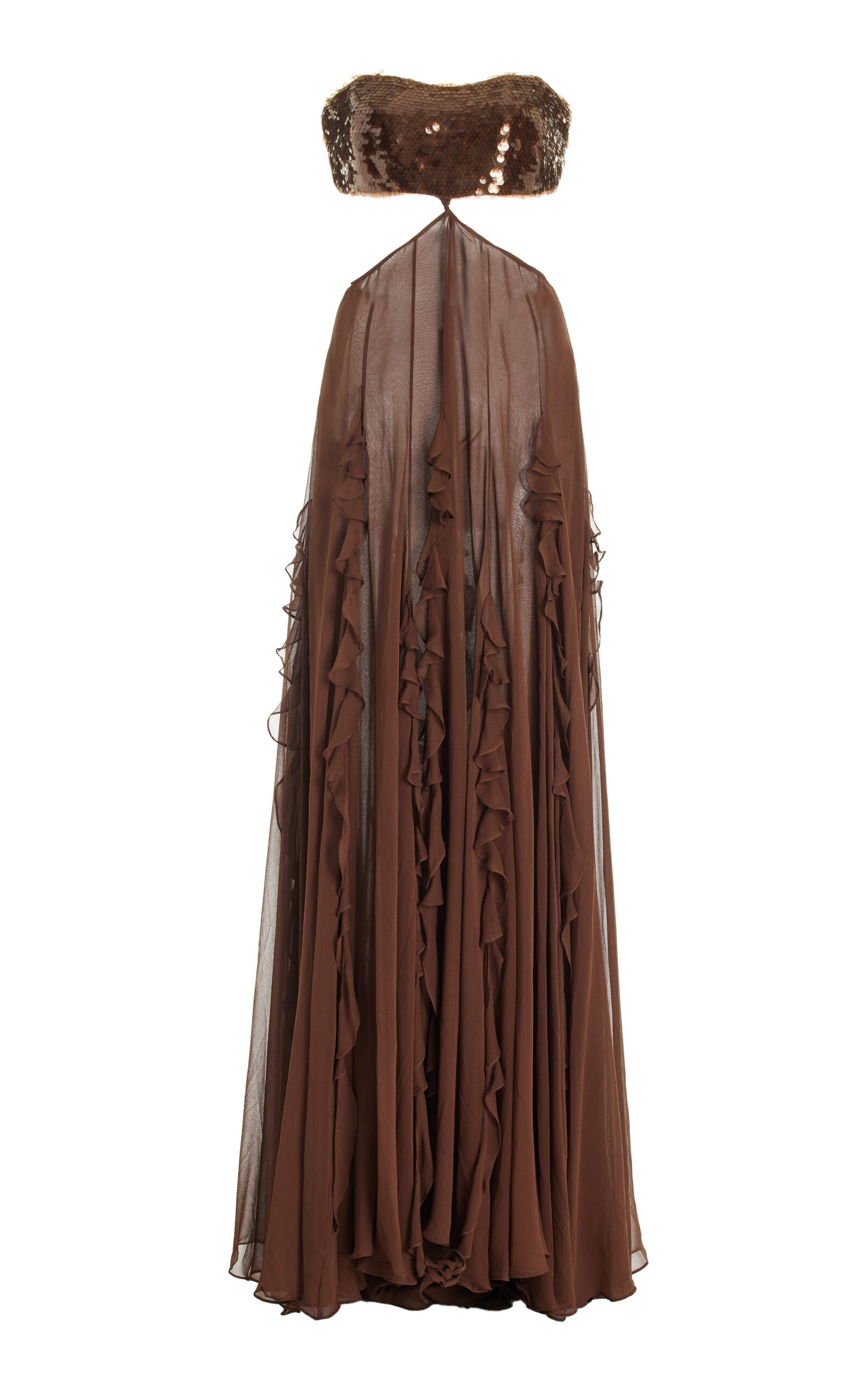 Francesca Ruffled Sequined Silk Chiffon Maxi Dress