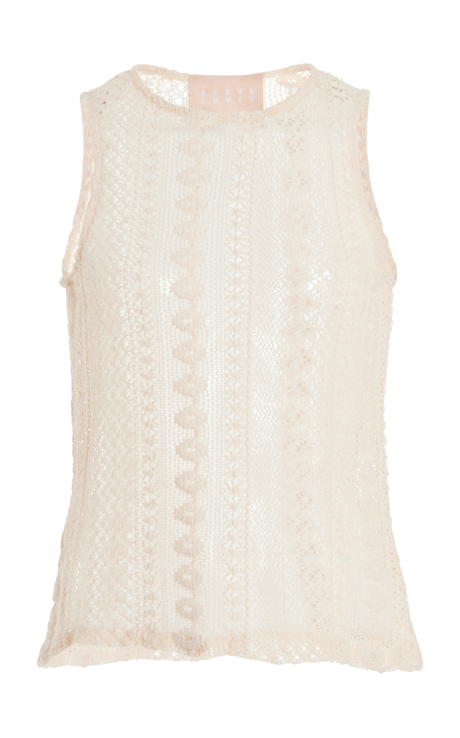 Albus Lumen Sleeveless Crocheted Cotton Top In Ivory