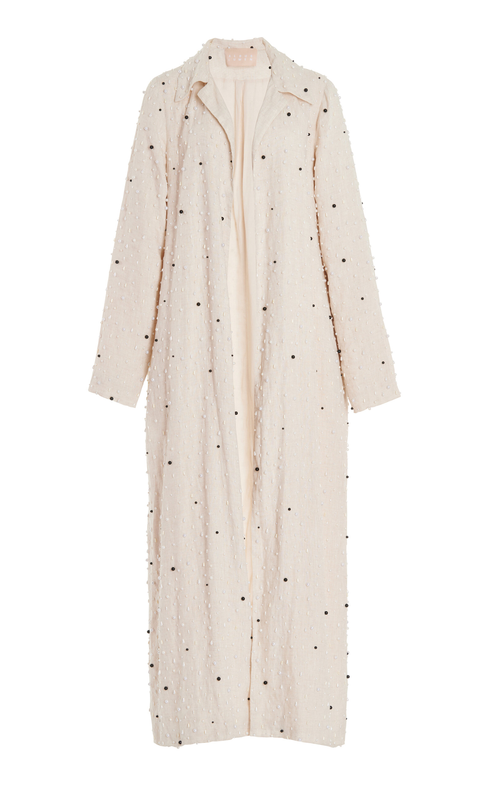 Albus Lumen Mia Pearl-embellished Linen Coat In Neutral