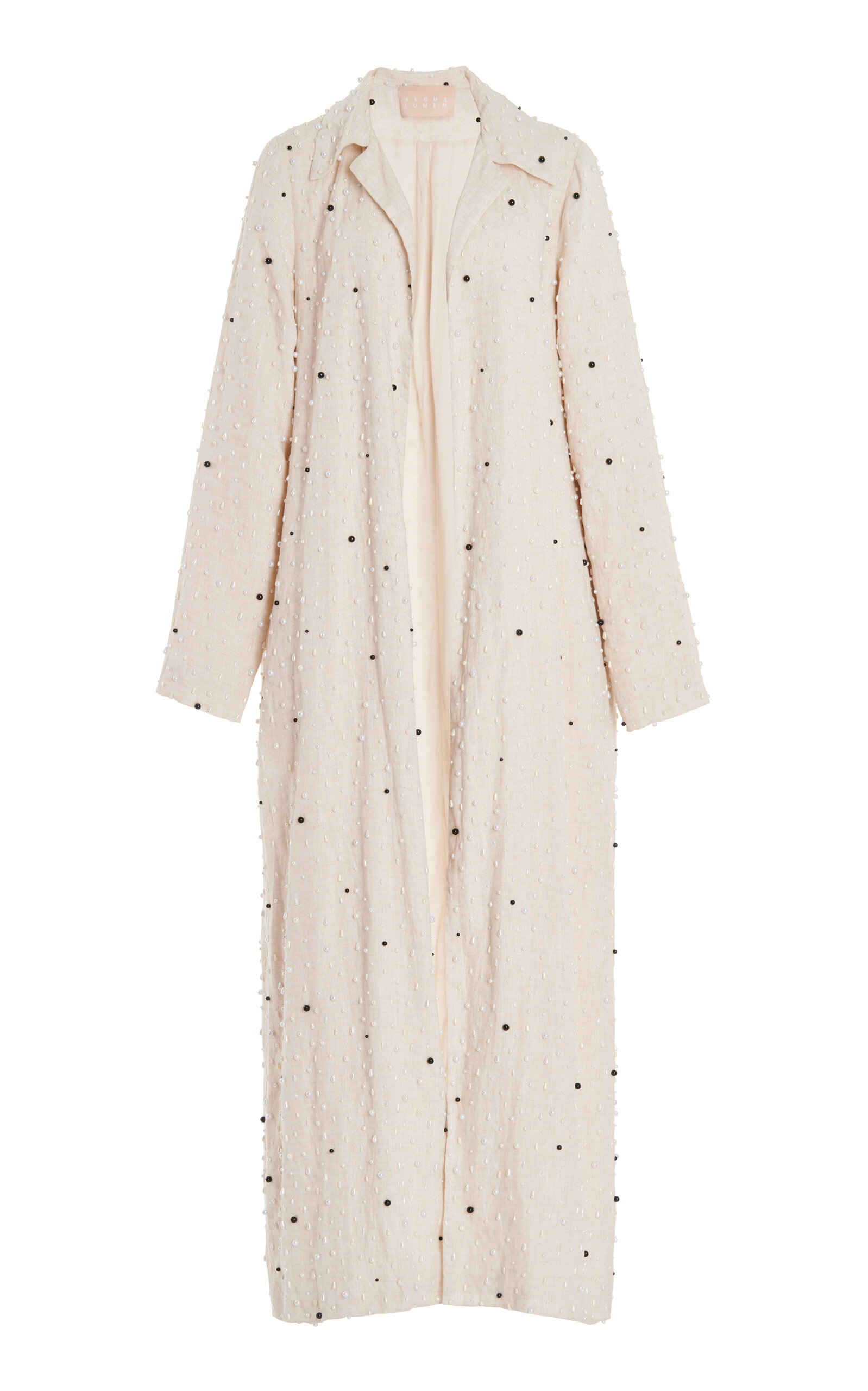 Albus Lumen Mia Pearl-embellished Linen Coat In Neutral