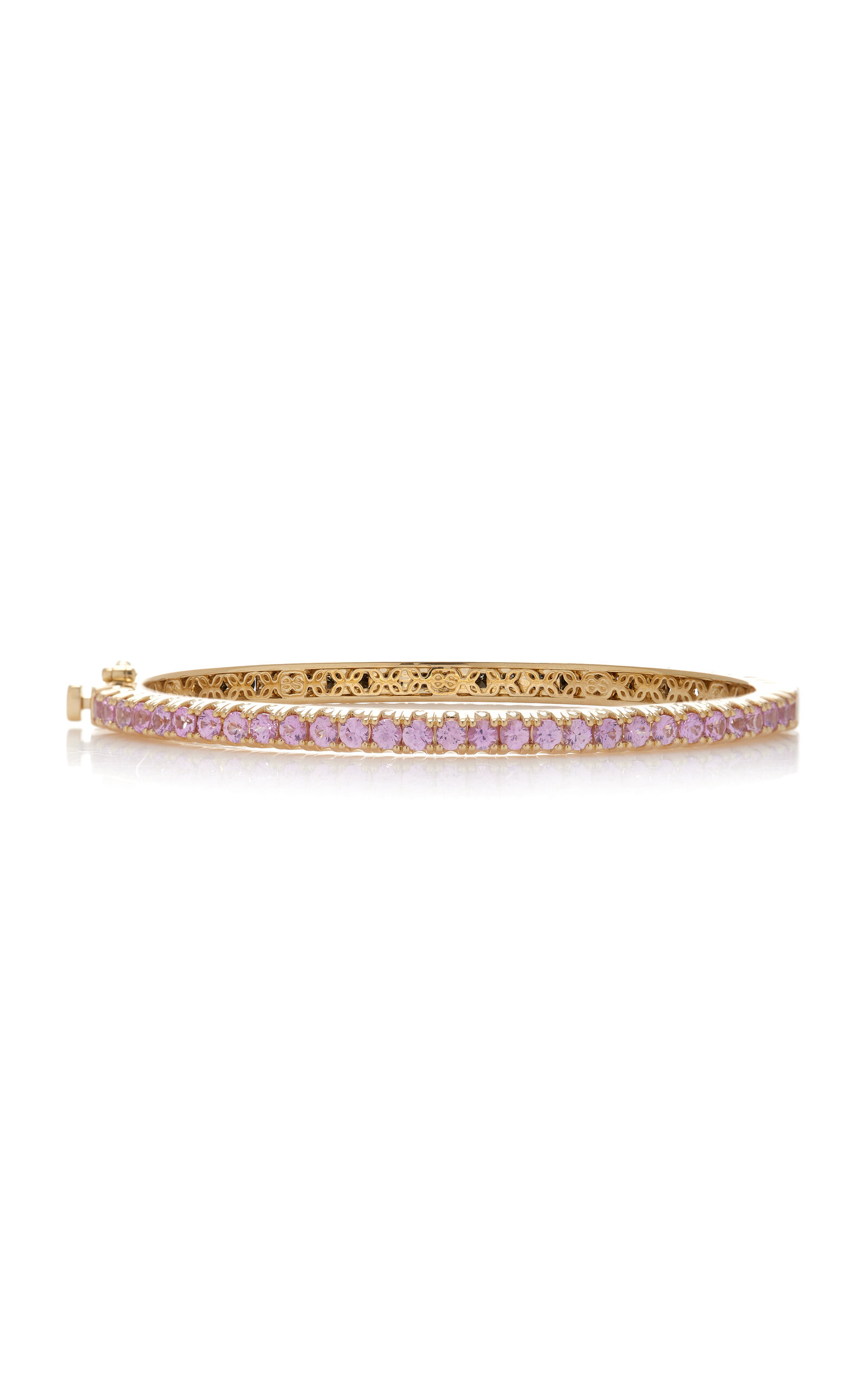 Sydney Evan Large 14k Yellow Gold Diamond; Sapphire Bangle In Multi