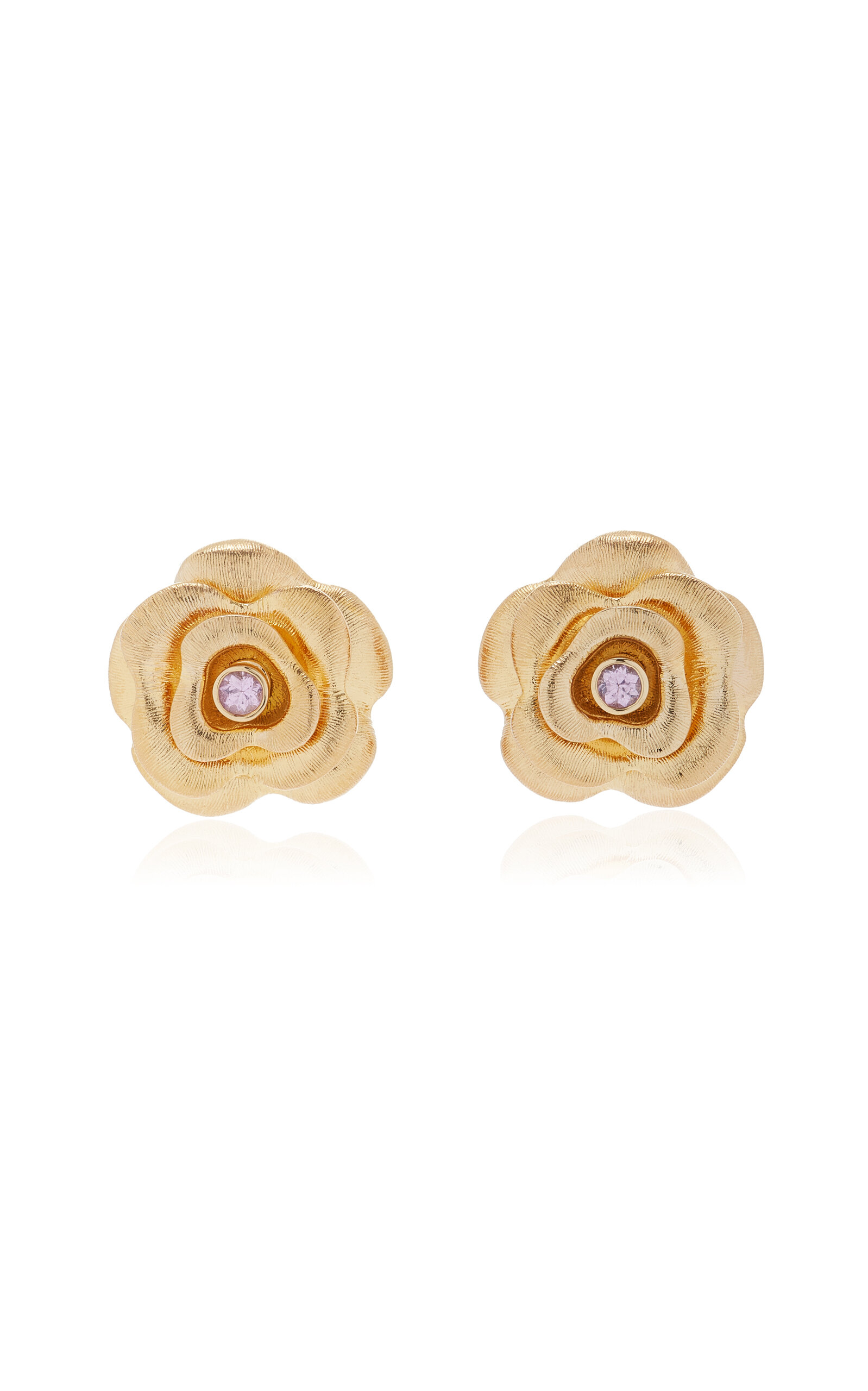 Sydney Evan Large 14k Yellow Gold Sapphire Earrings In Gold