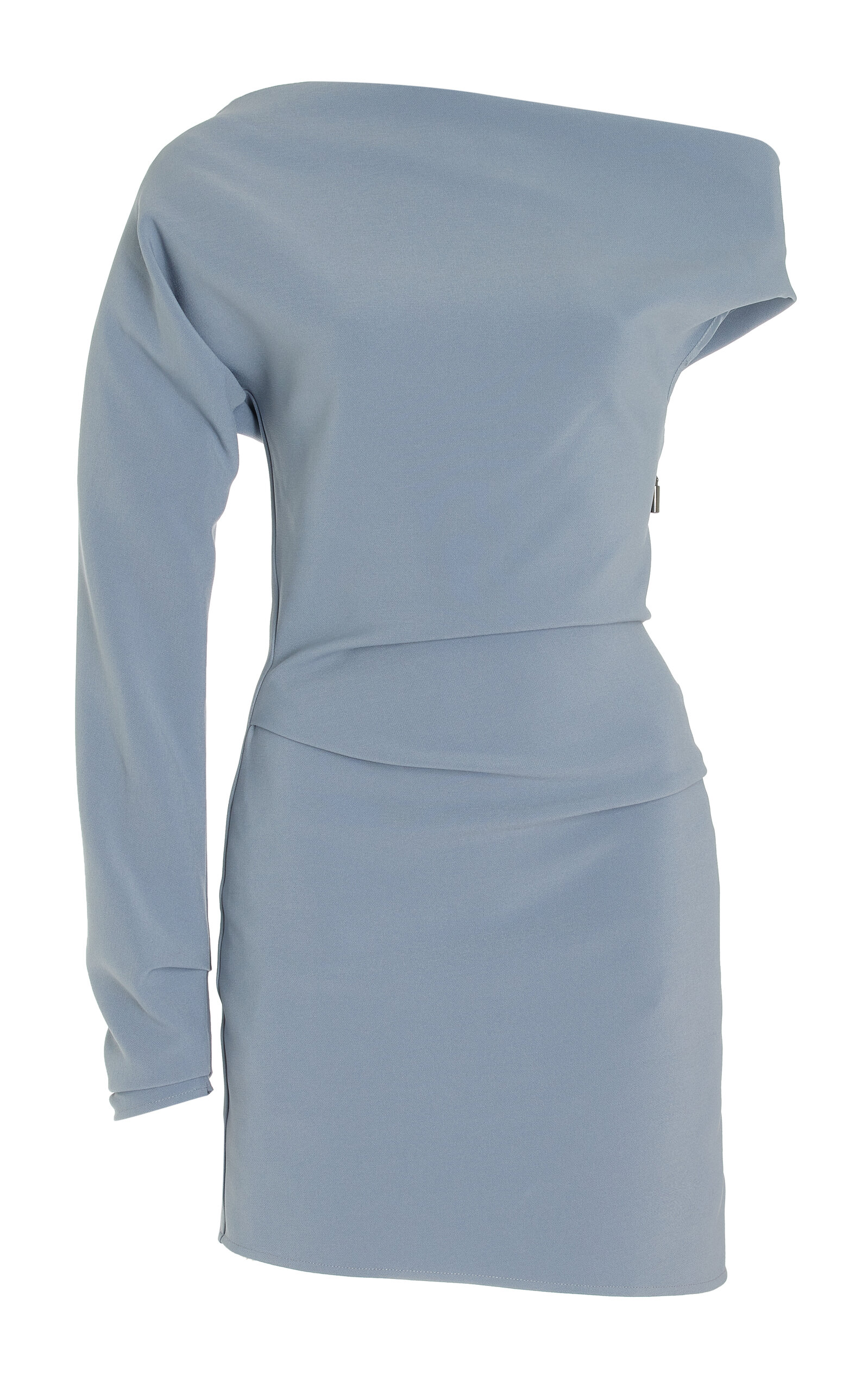 Shop Maticevski Aroma Draped Asymmetric Crepe Mini Dress In Blue