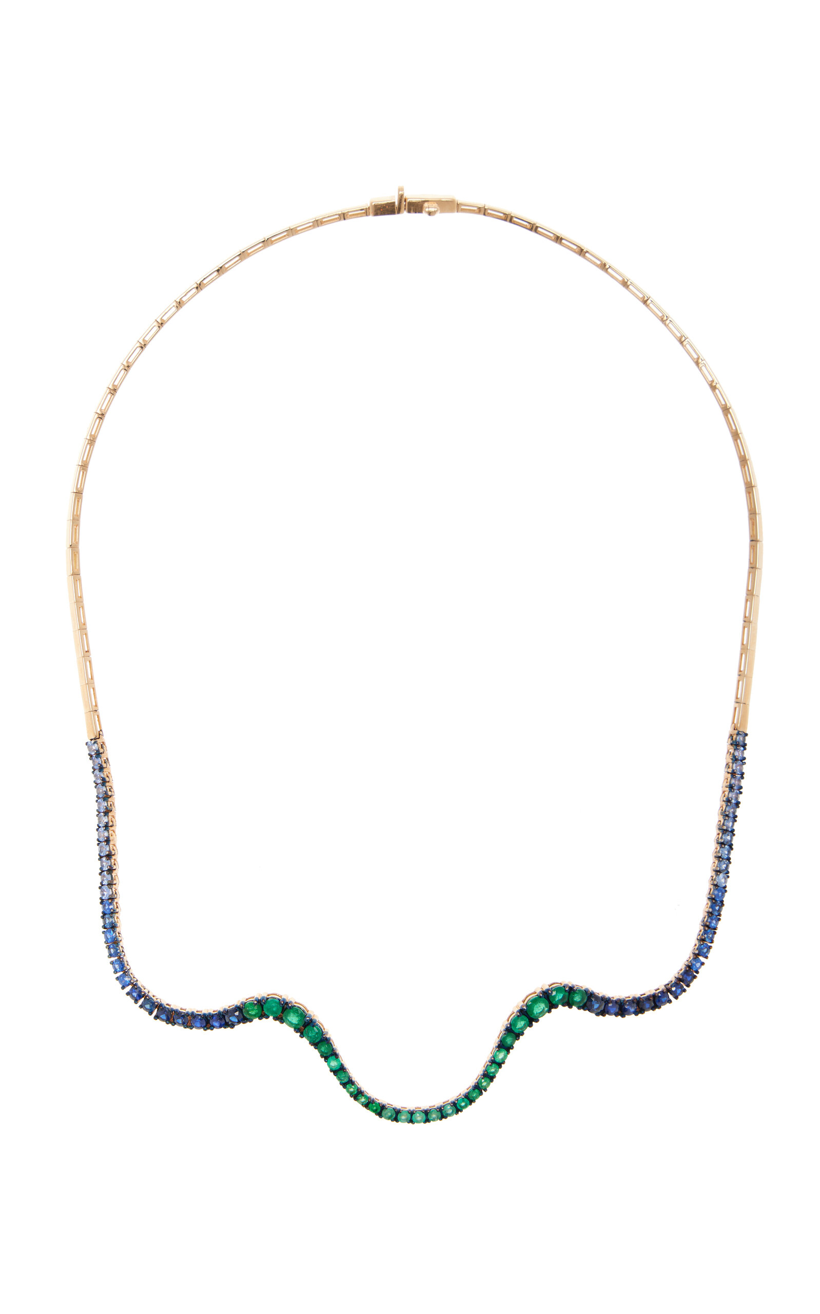 Radiant 18K Rose Gold Emerald And Sapphire Choker