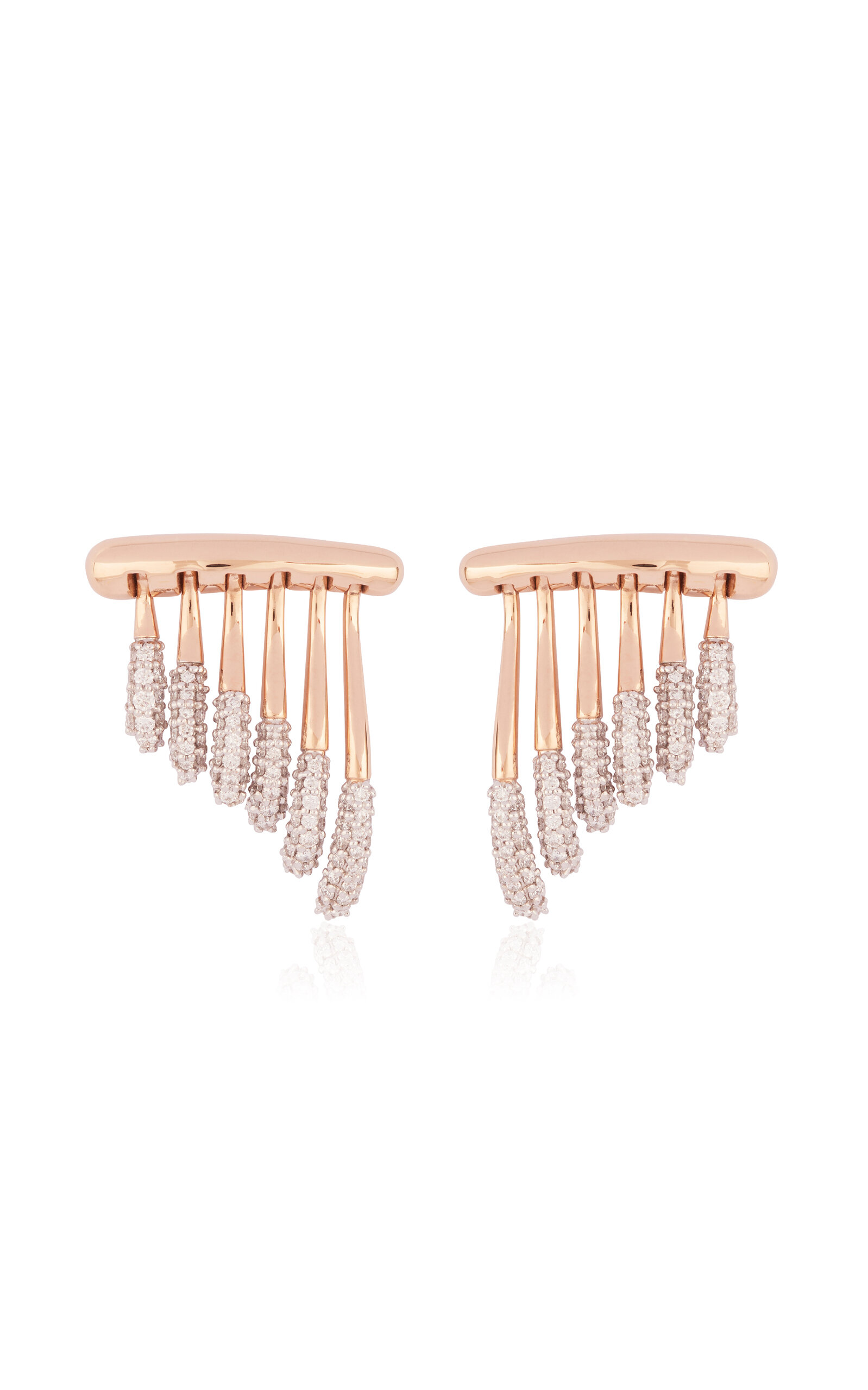 Queen Wave 18k Rose Gold Diamond Earrings