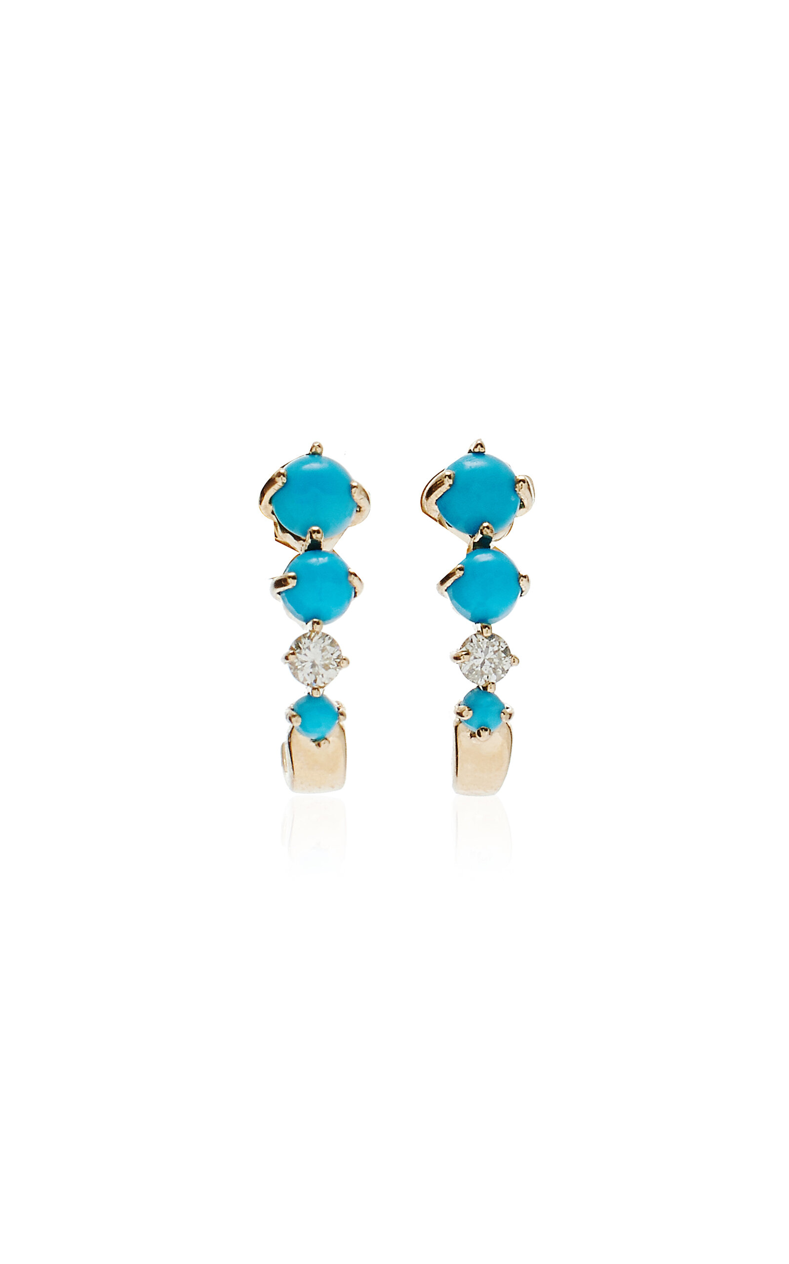 Adina Reyter 14k Yellow Gold Turquoise And Diamond Earrings