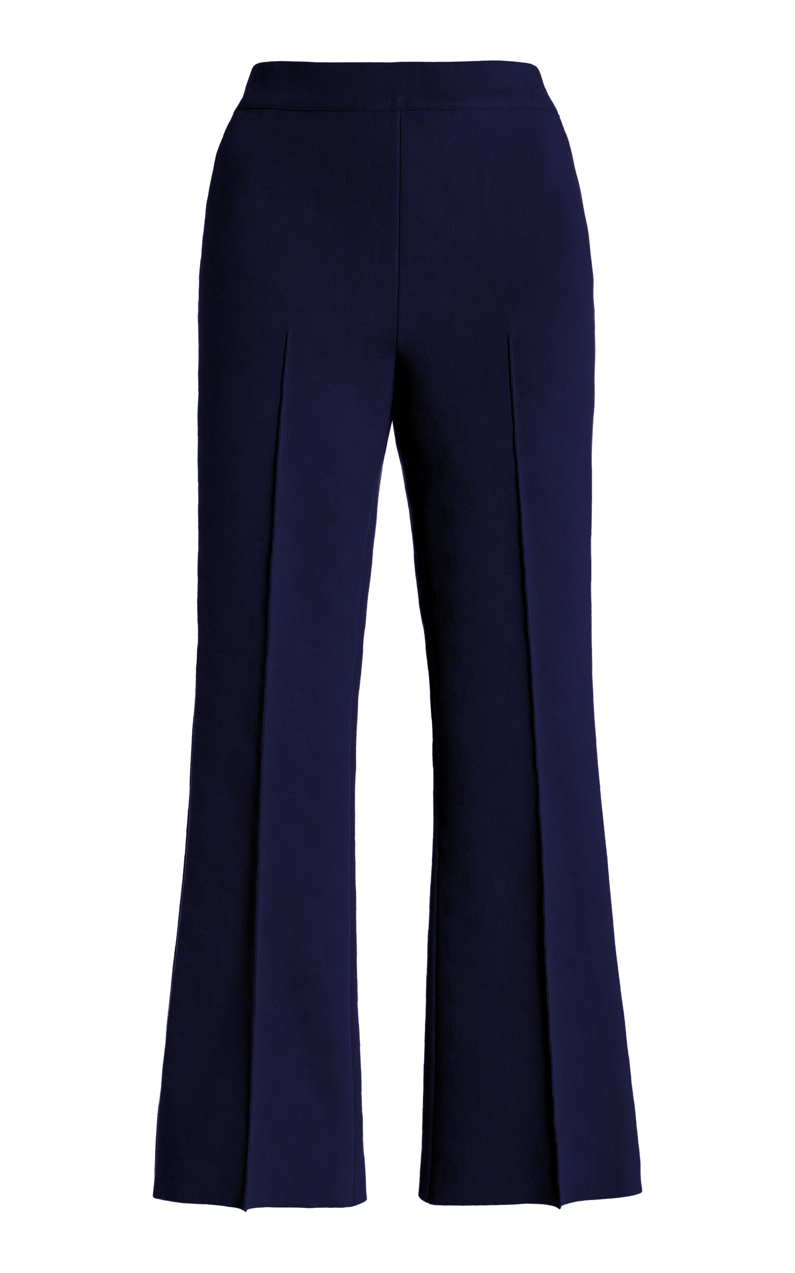 Shop High Sport Long Kick Flared Stretch-cotton Knit Pants In Navy