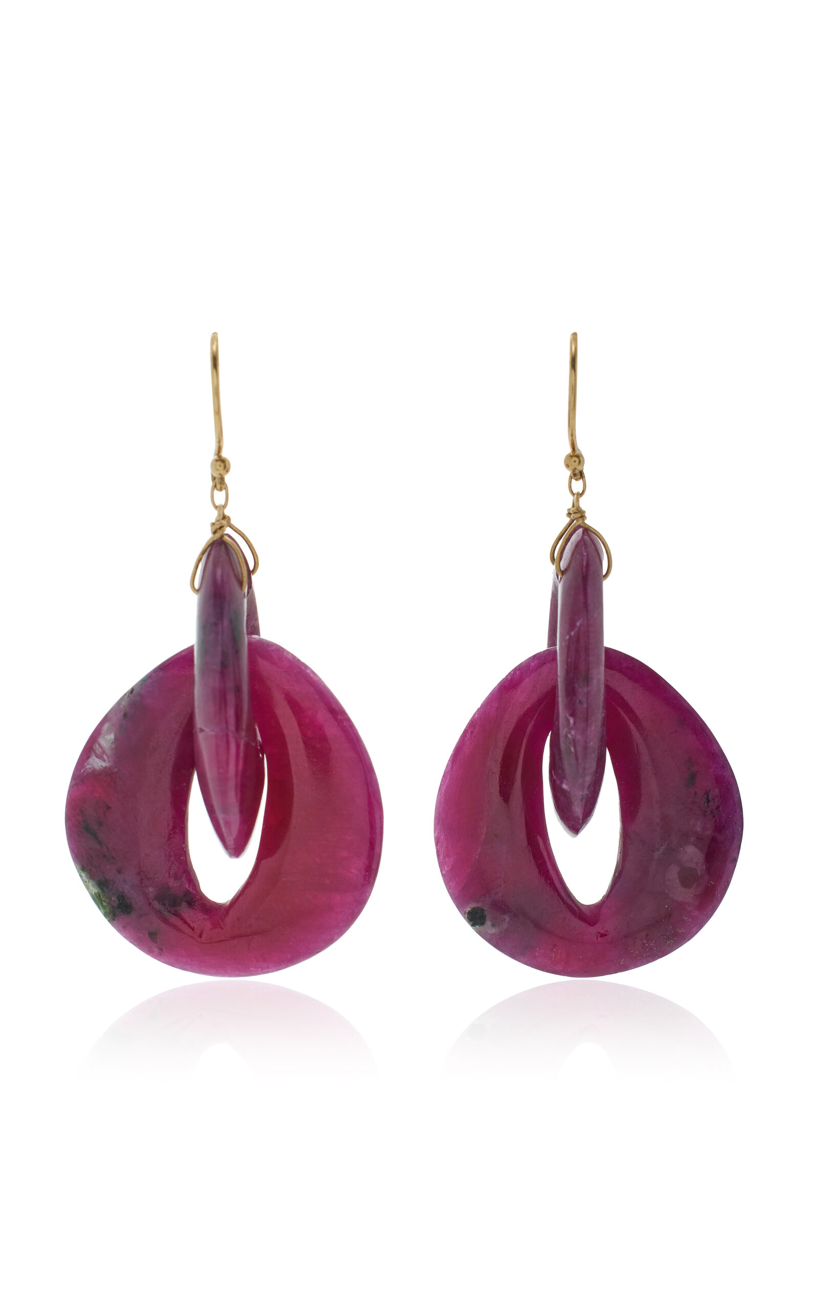 Ten Thousand Things Peacock Eye 18k Yellow Gold Ruby Earrings In Red ModeSens