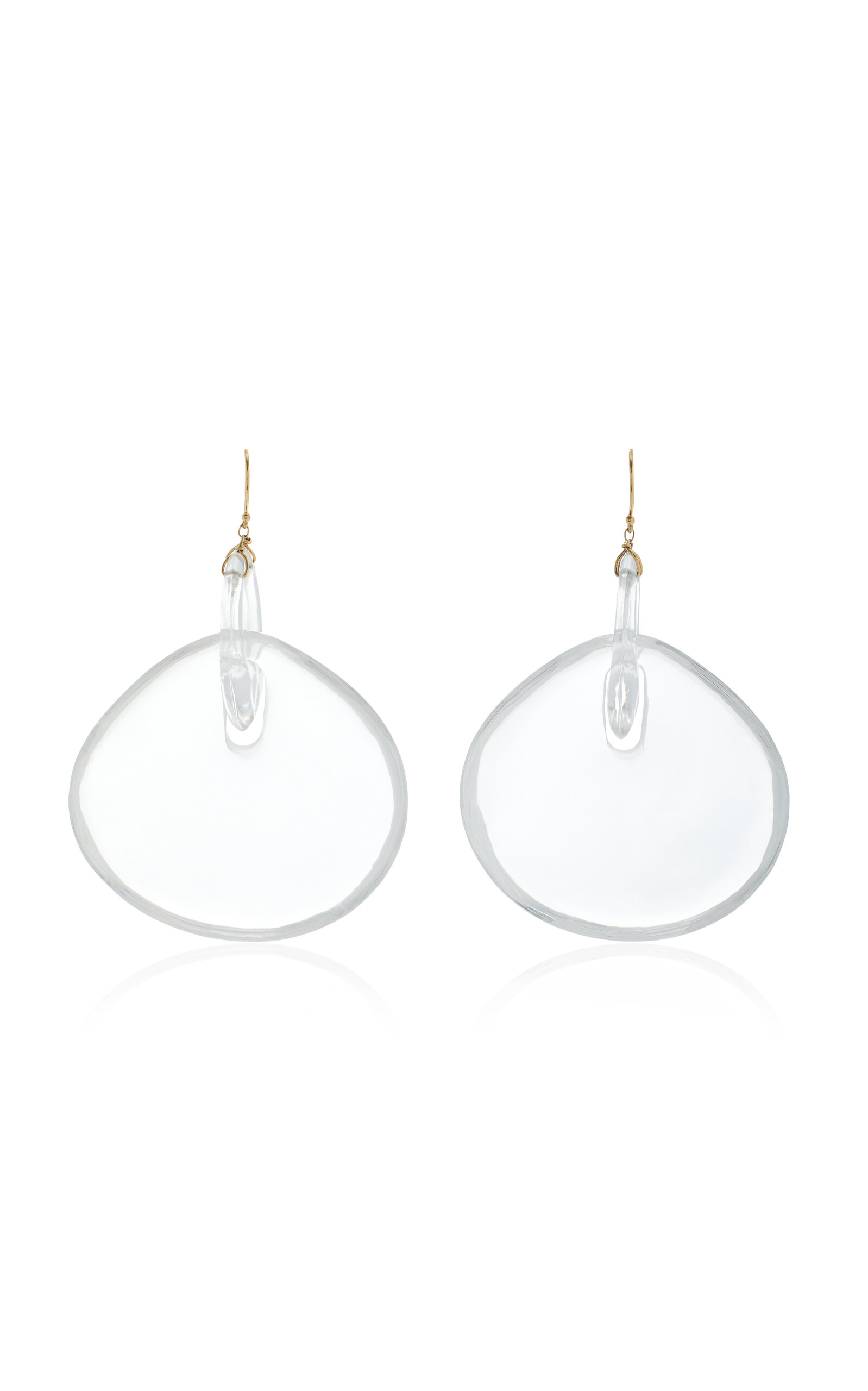 Ten Thousand Things Big Gong 18k Yellow Gold Crystal Earrings In White