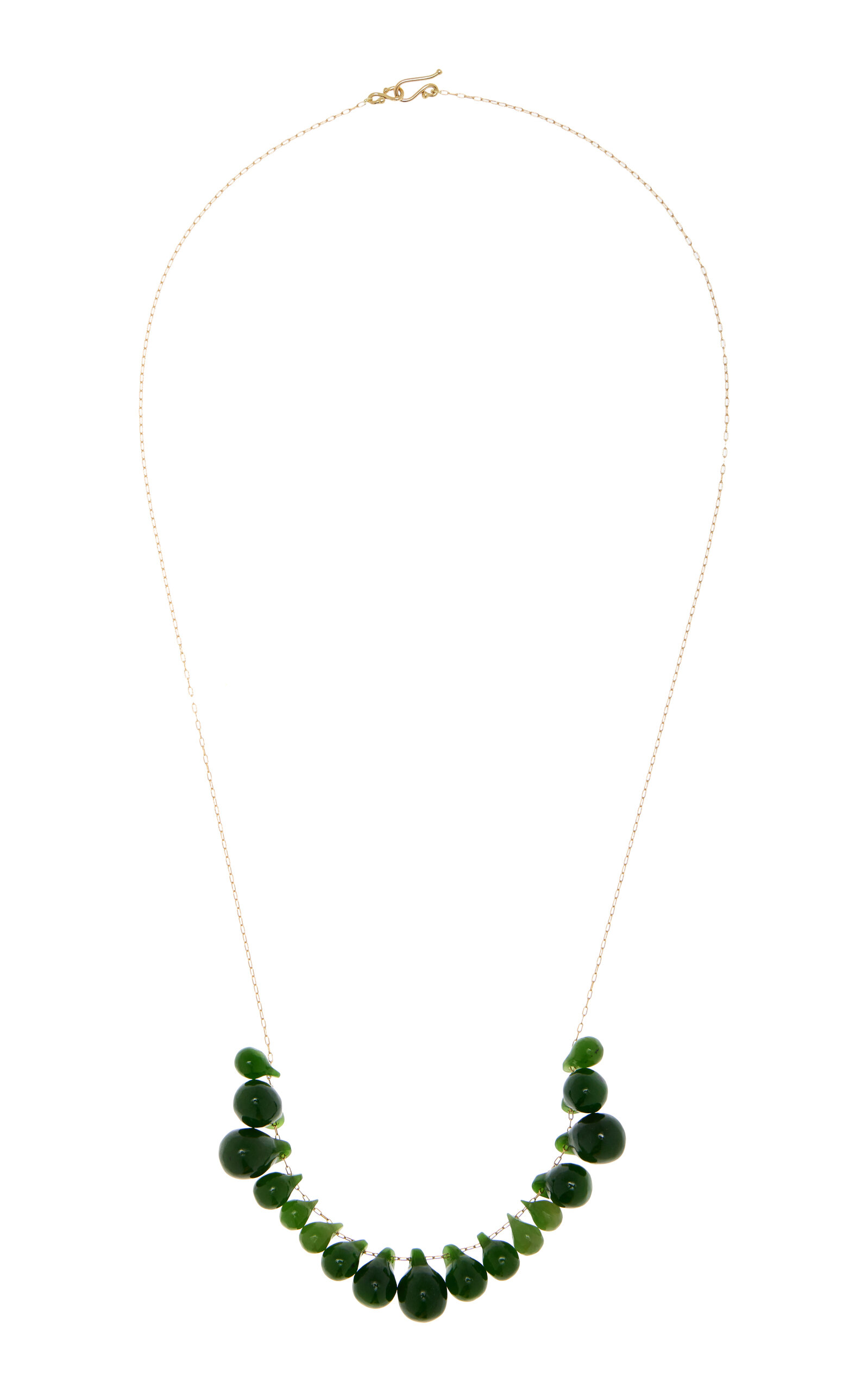 18K Yellow Gold Jade Cluster Necklace